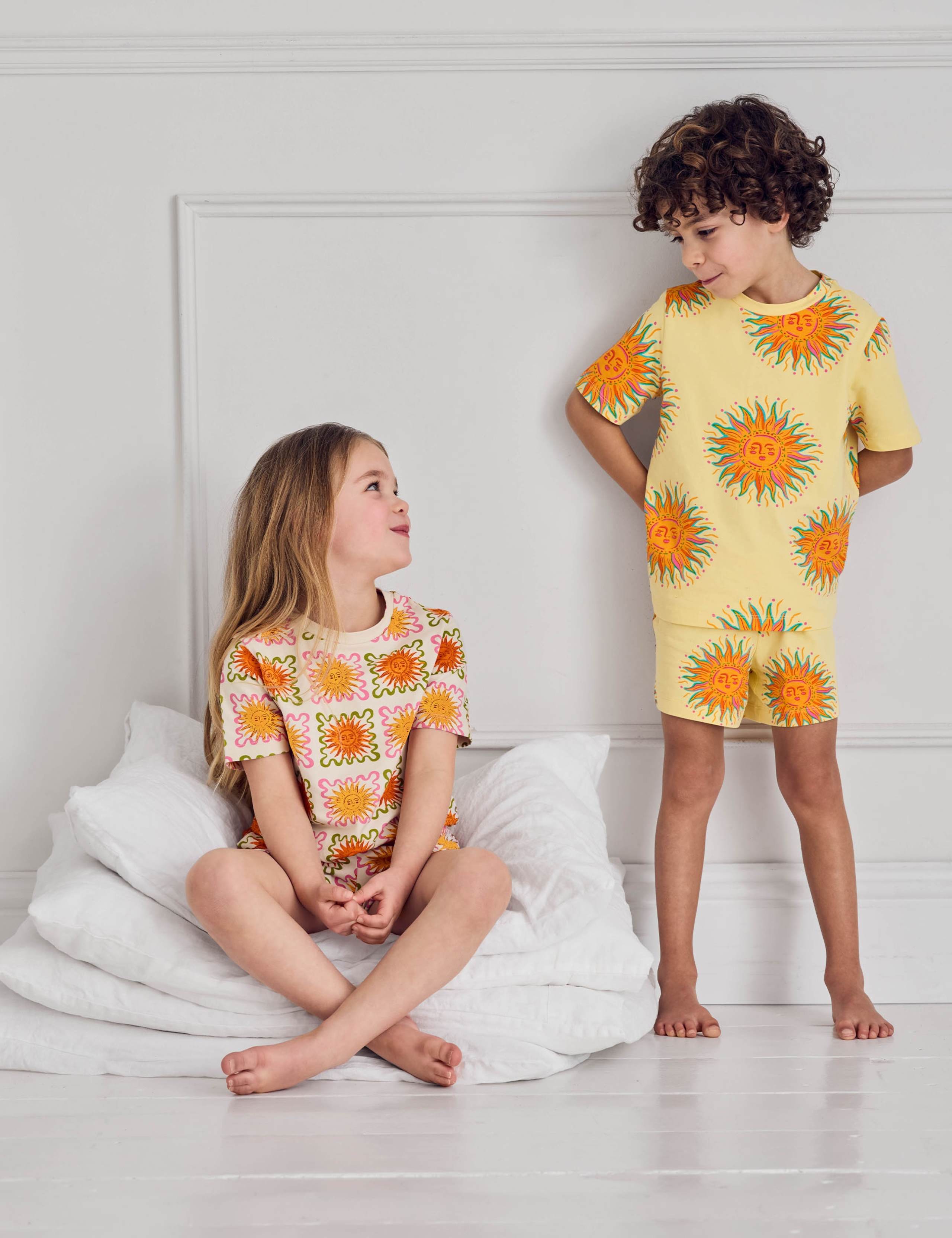 Kids Two Pack Sunshine Print Short Pyjama Set 3 of 9