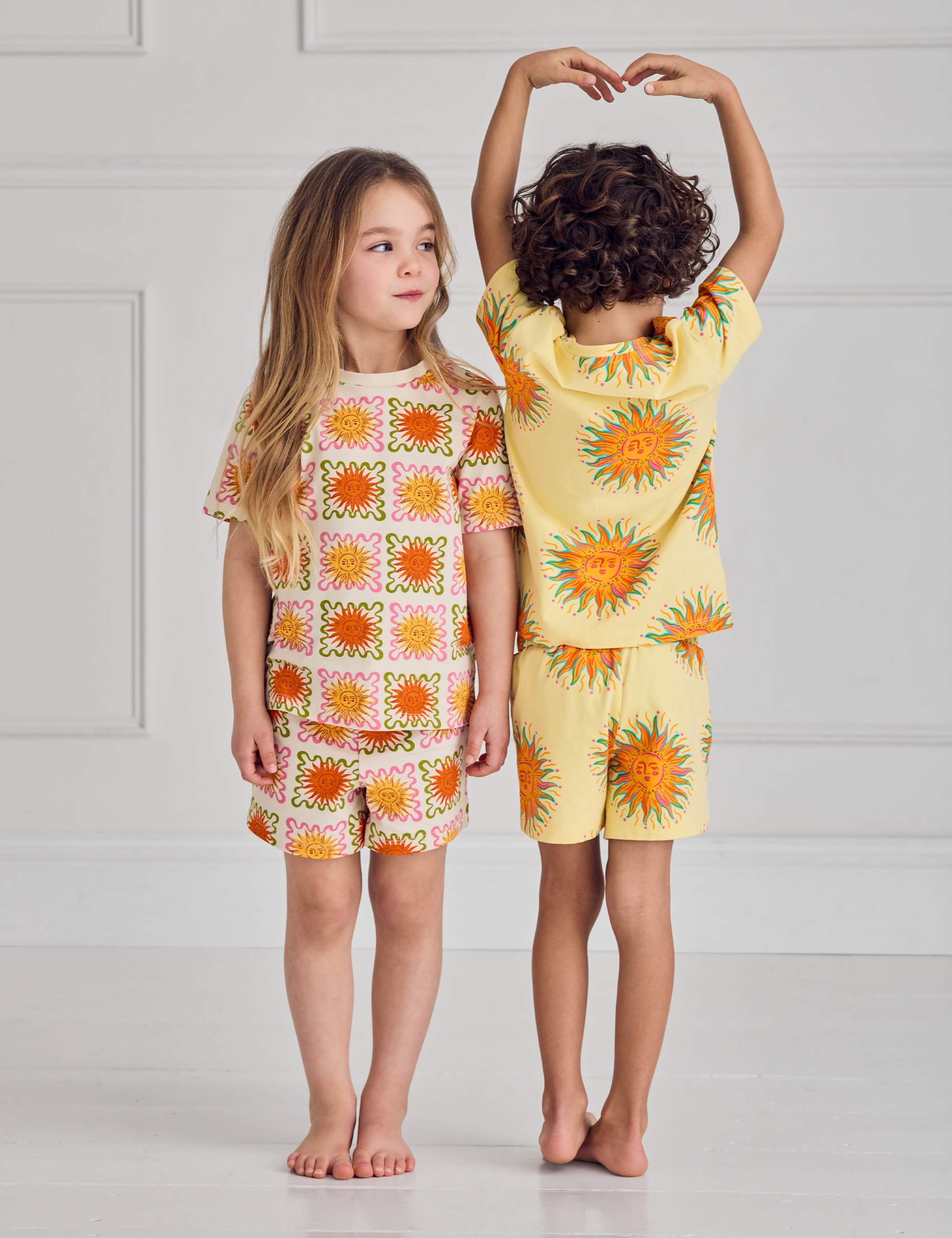 Kids Two Pack Sunshine Print Short Pyjama Set 7 of 9