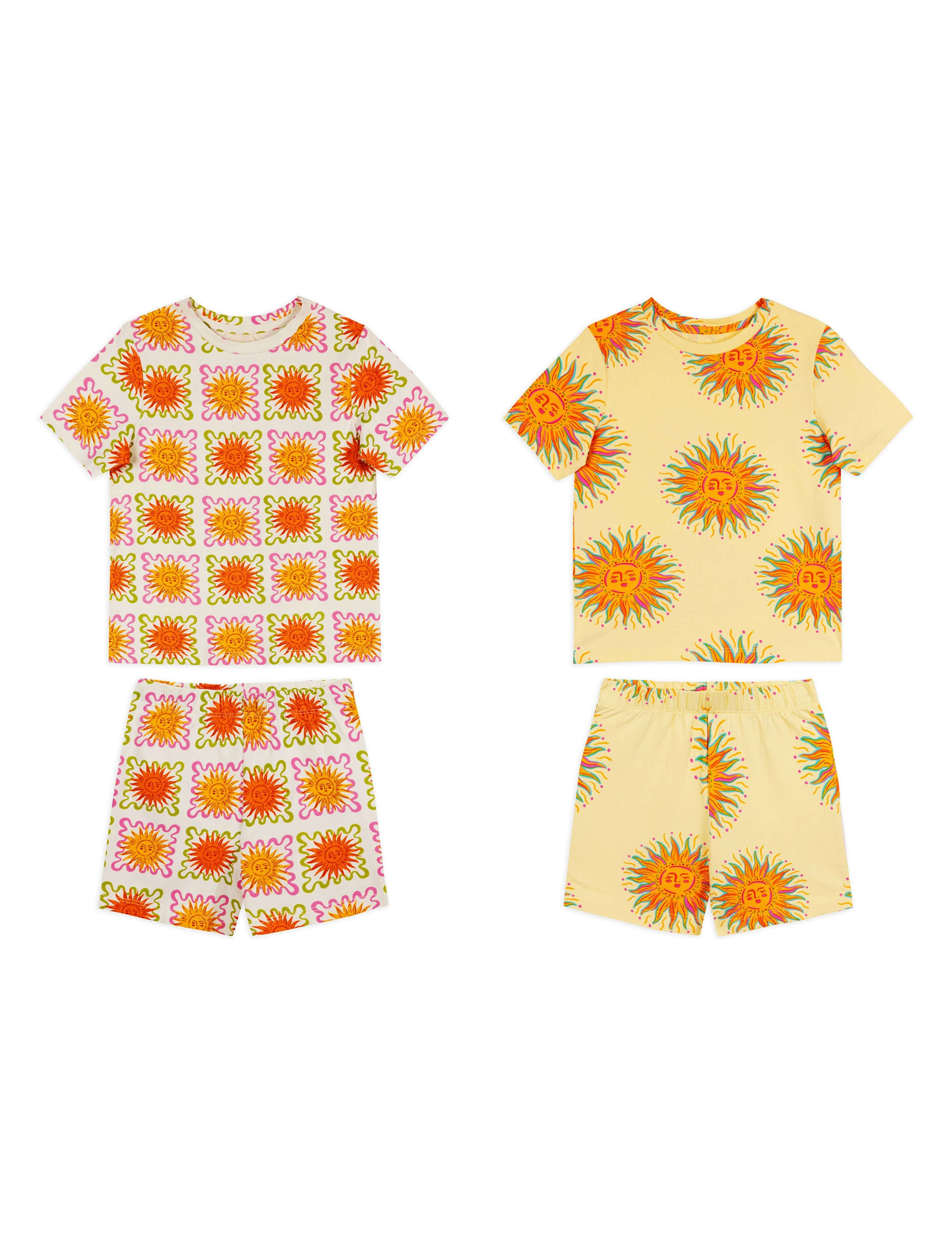 Kids Two Pack Sunshine Print Short Pyjama Set 2 of 9