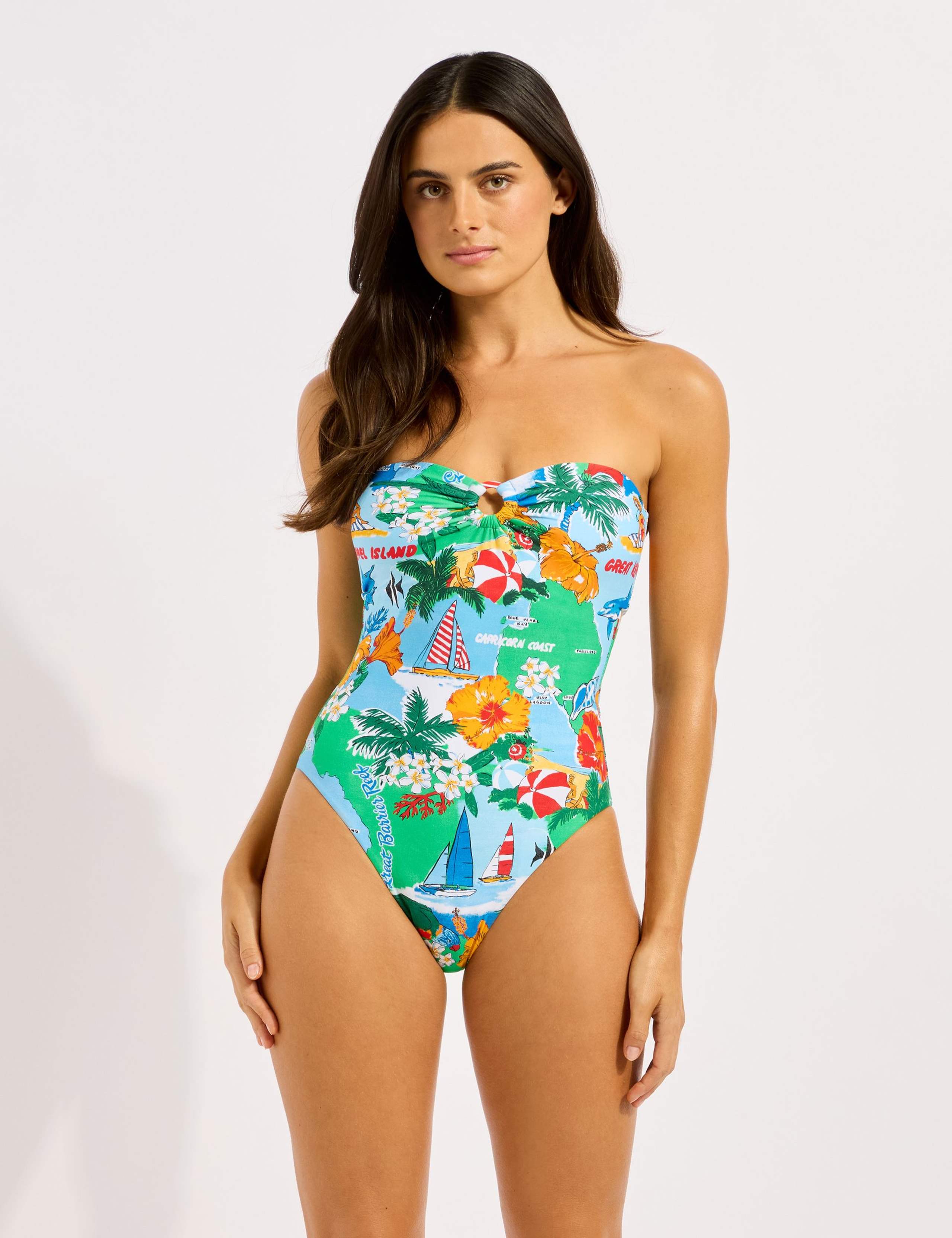 Viva Vacation Ring Detail Bandeau Swimsuit 1 of 4