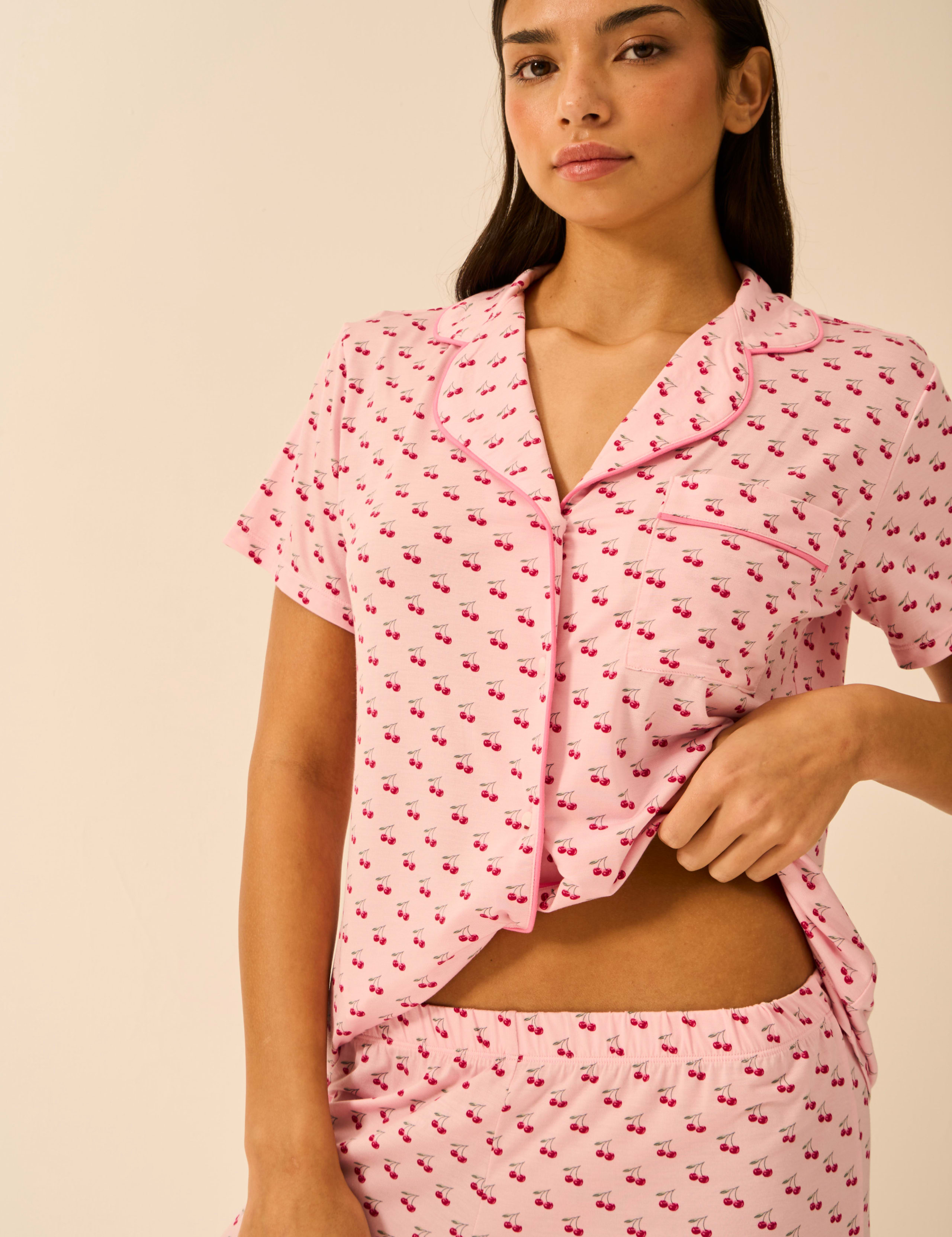 Modal Rich Cherry Print Revere Shortie Set 2 of 3