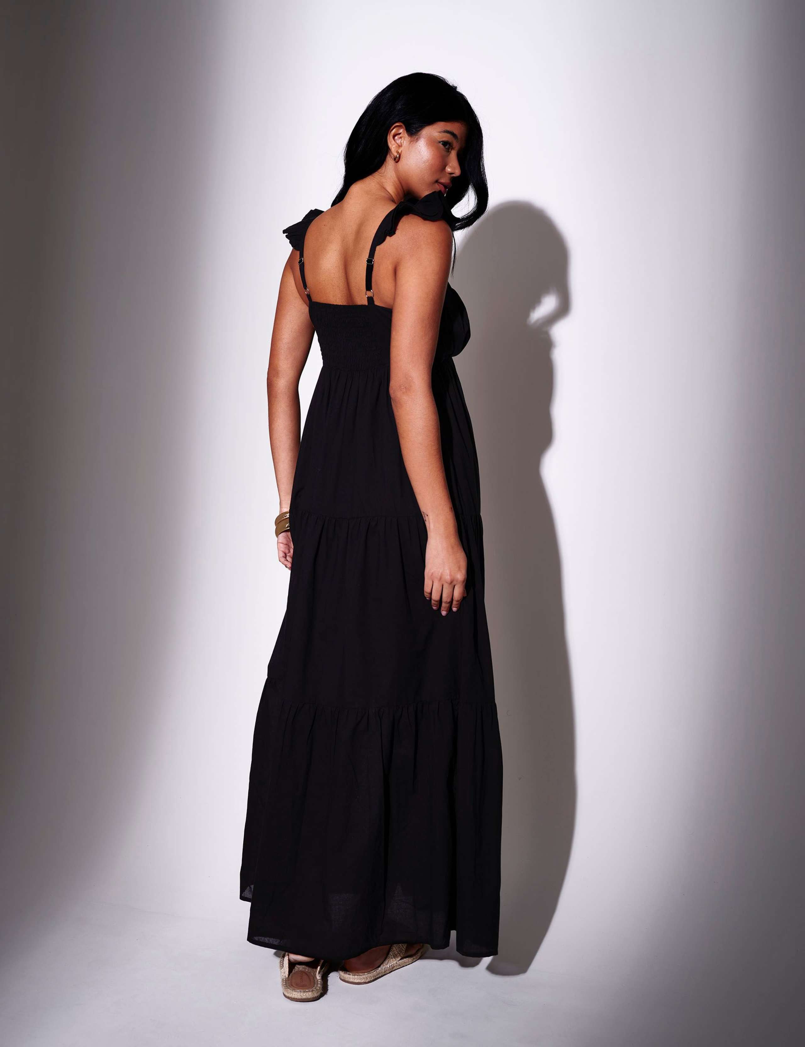 Pure Cotton Frill Sleeve Maxi Tiered Beach Dress 3 of 4