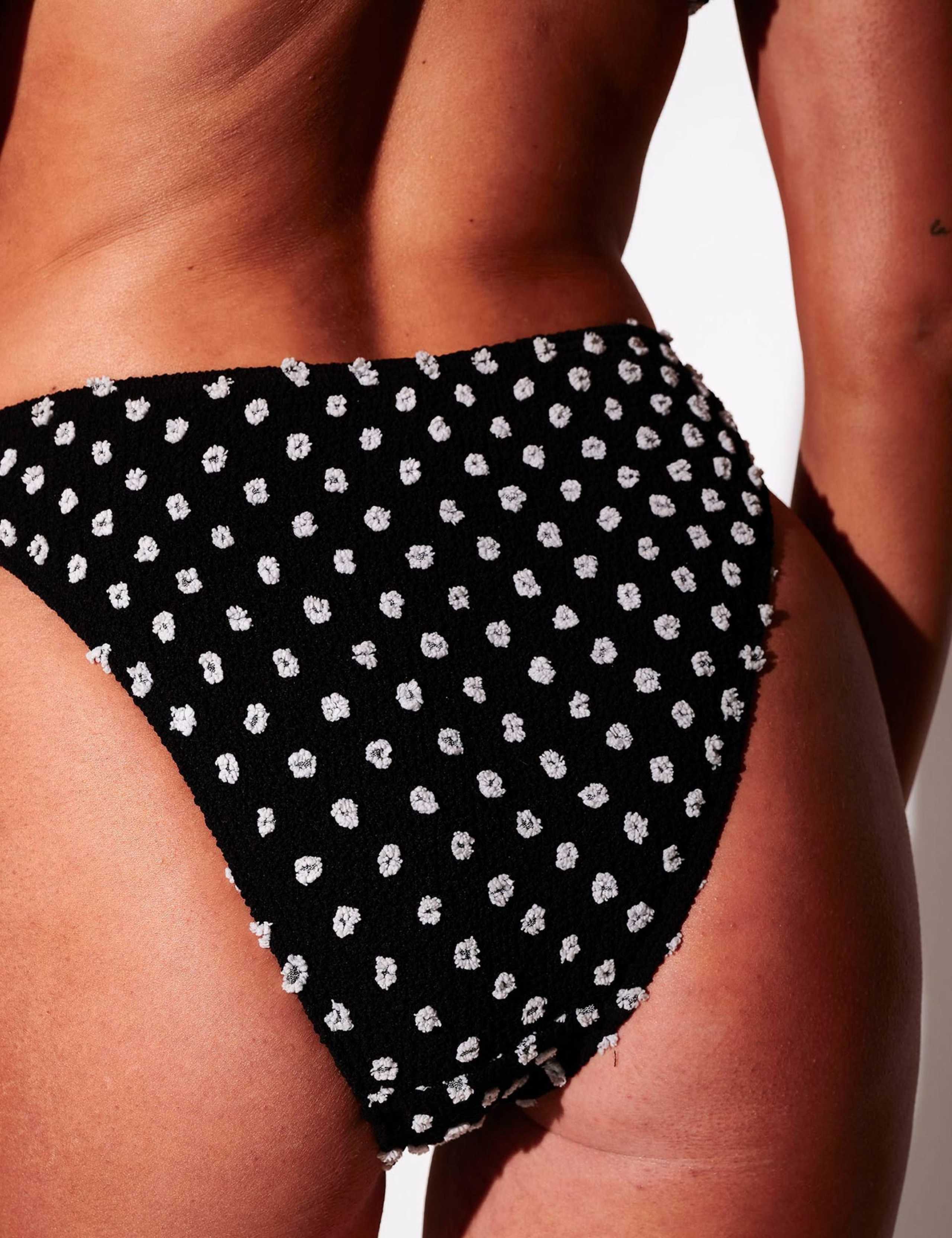 Textured Polka Dot High Leg Bikini Bottoms 2 of 5