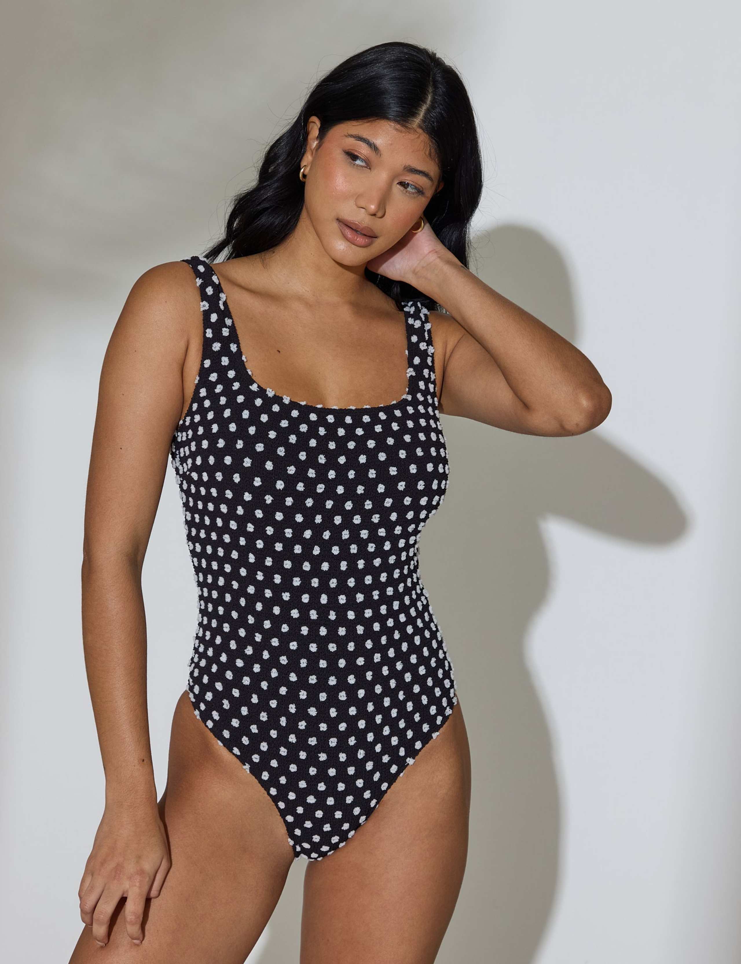 Polka Dot Padded Square Neck Swimsuit 3 of 6