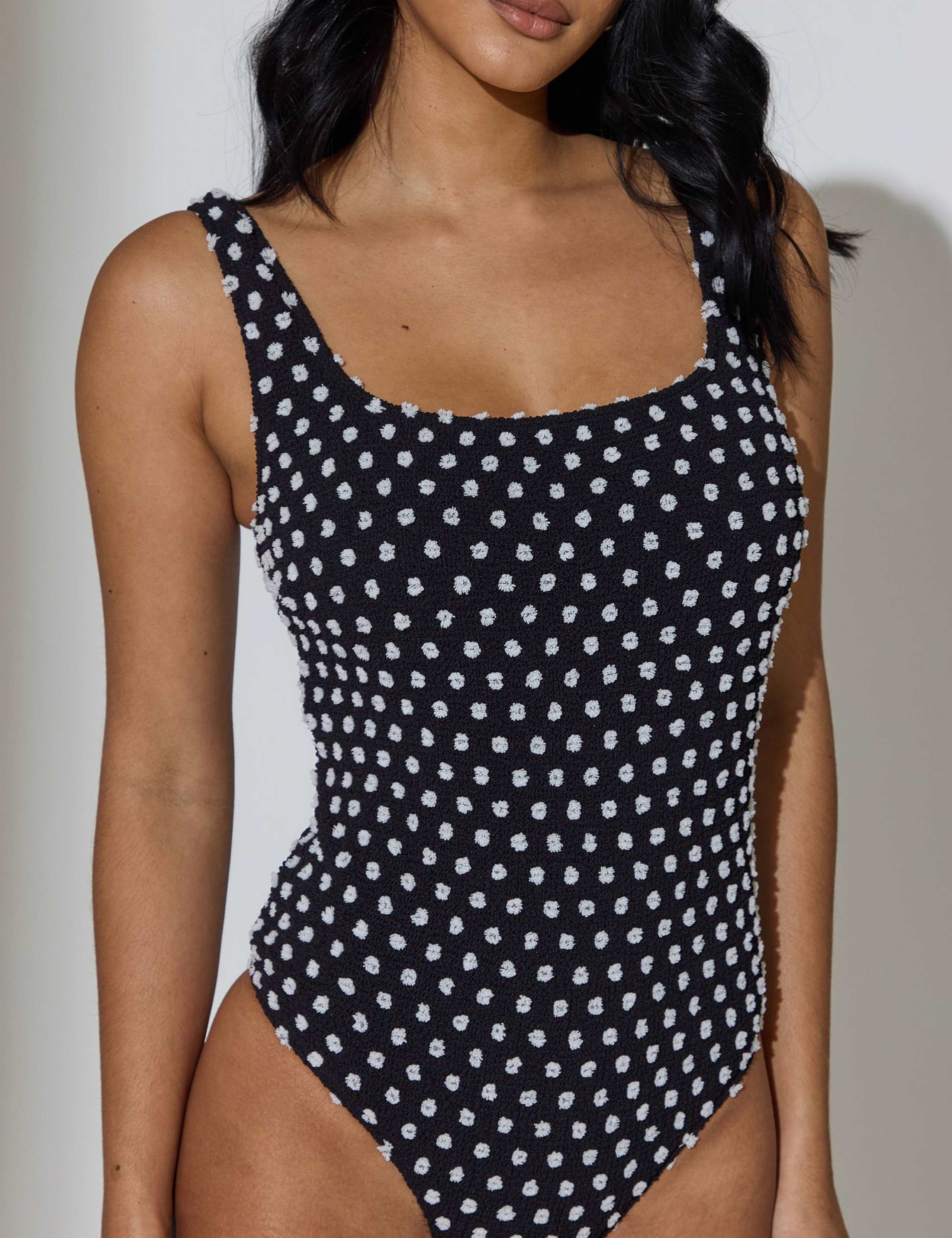 Polka Dot Padded Square Neck Swimsuit 4 of 6