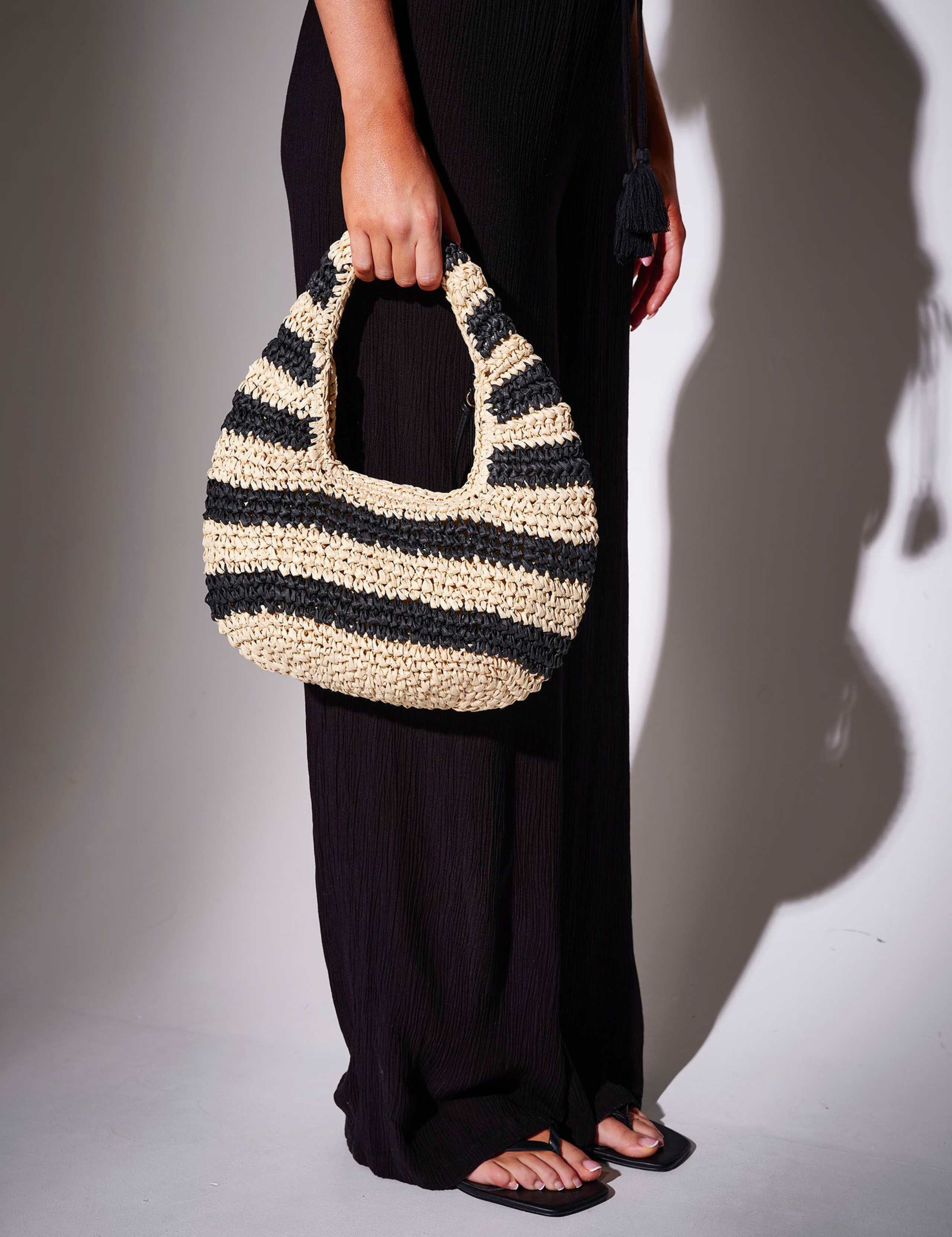 Straw Woven Striped Grab Bag 2 of 4