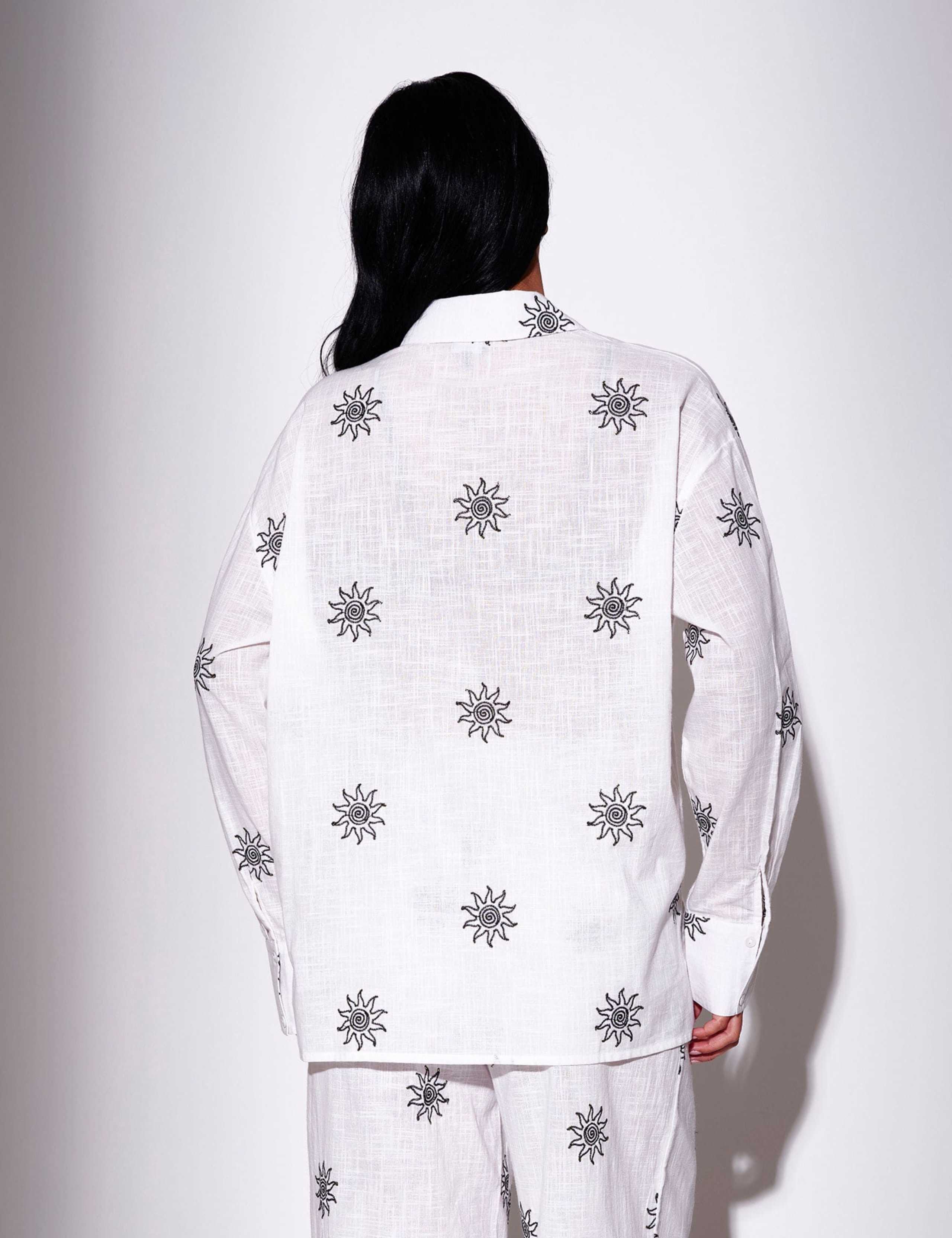 Pure Cotton Embroidered Relaxed Beach Shirt 3 of 4