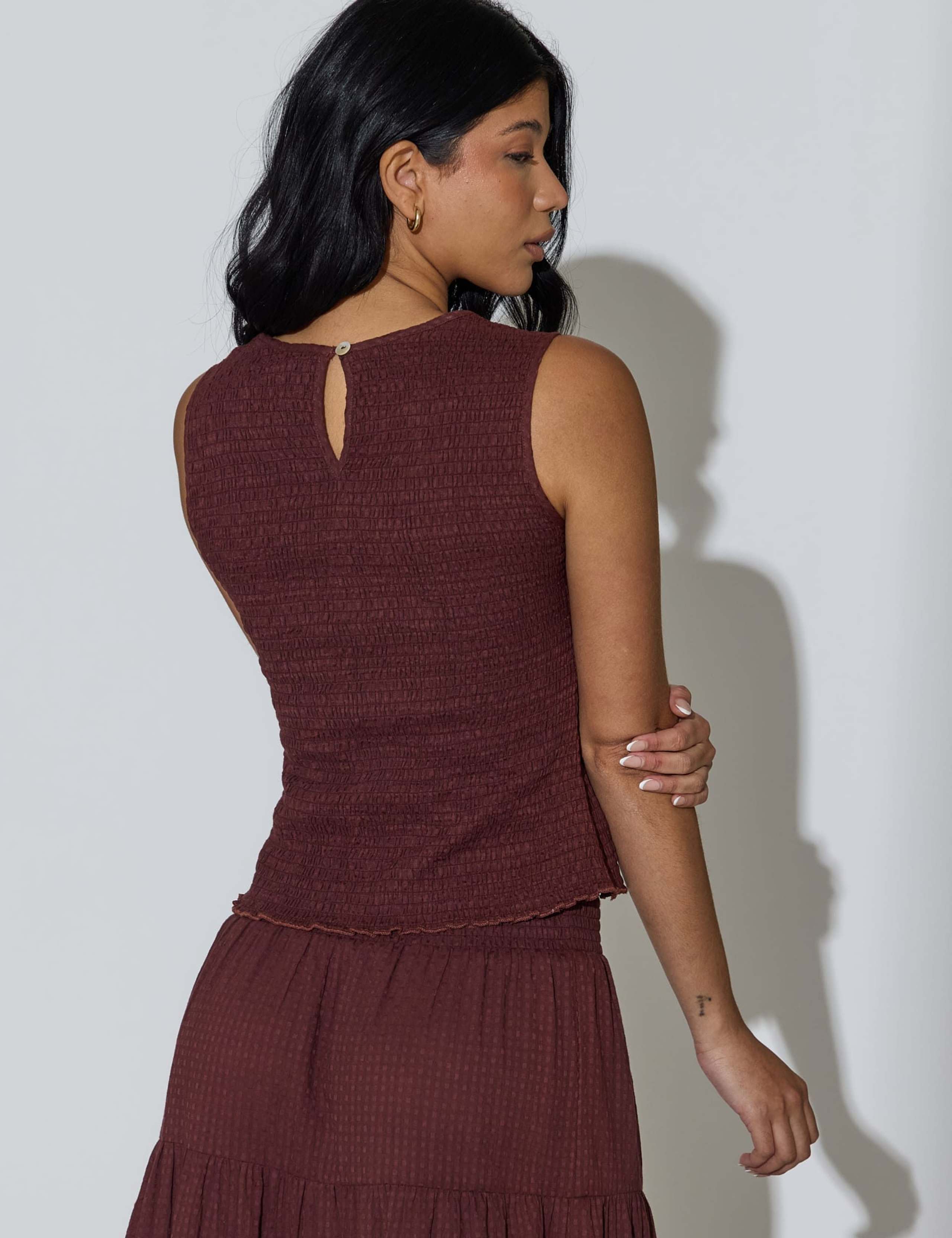 Pure Cotton Round Neck Shirred Vest Top 5 of 5