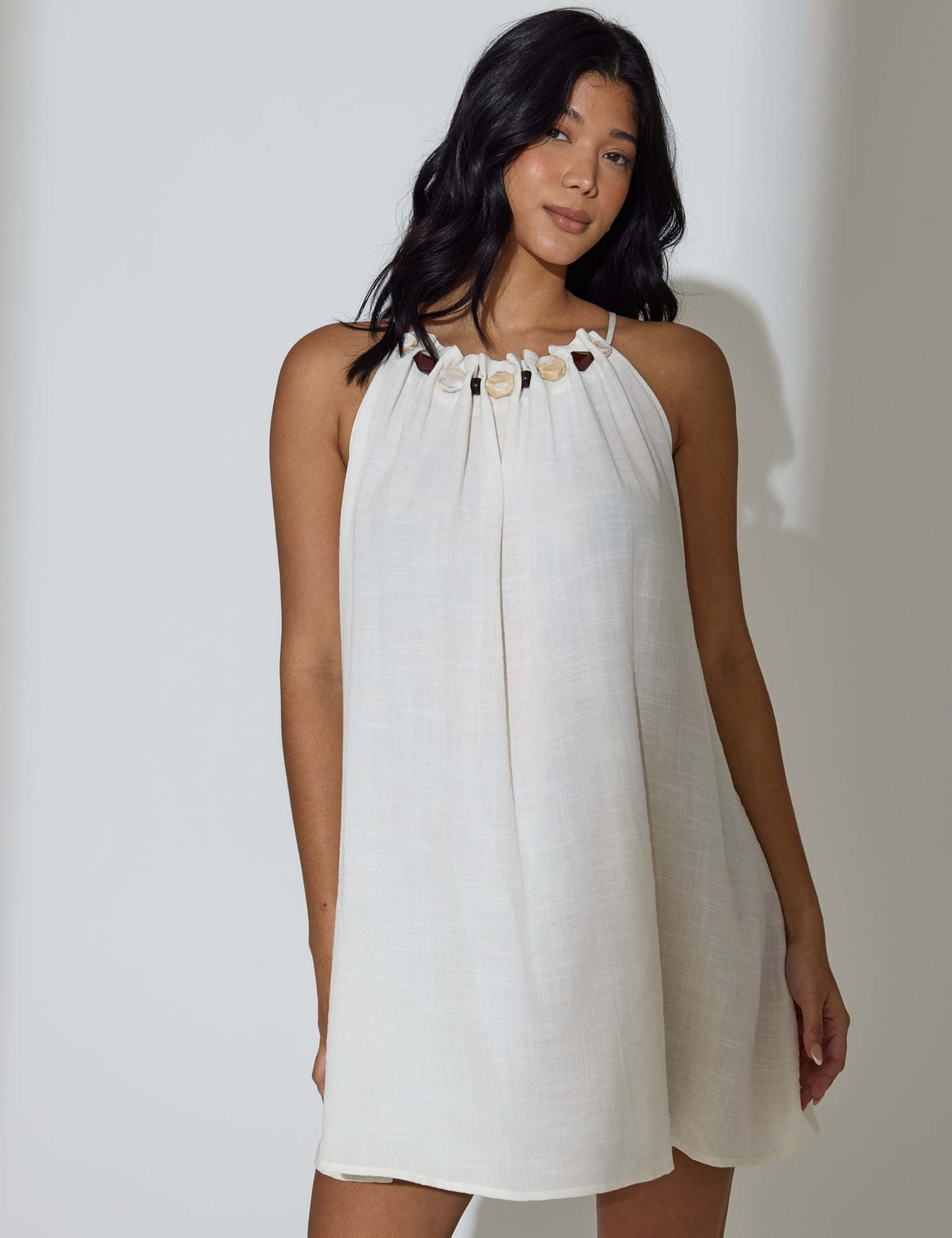 Lyocell Rich Halter Neck Mini Beach Dress 3 of 7