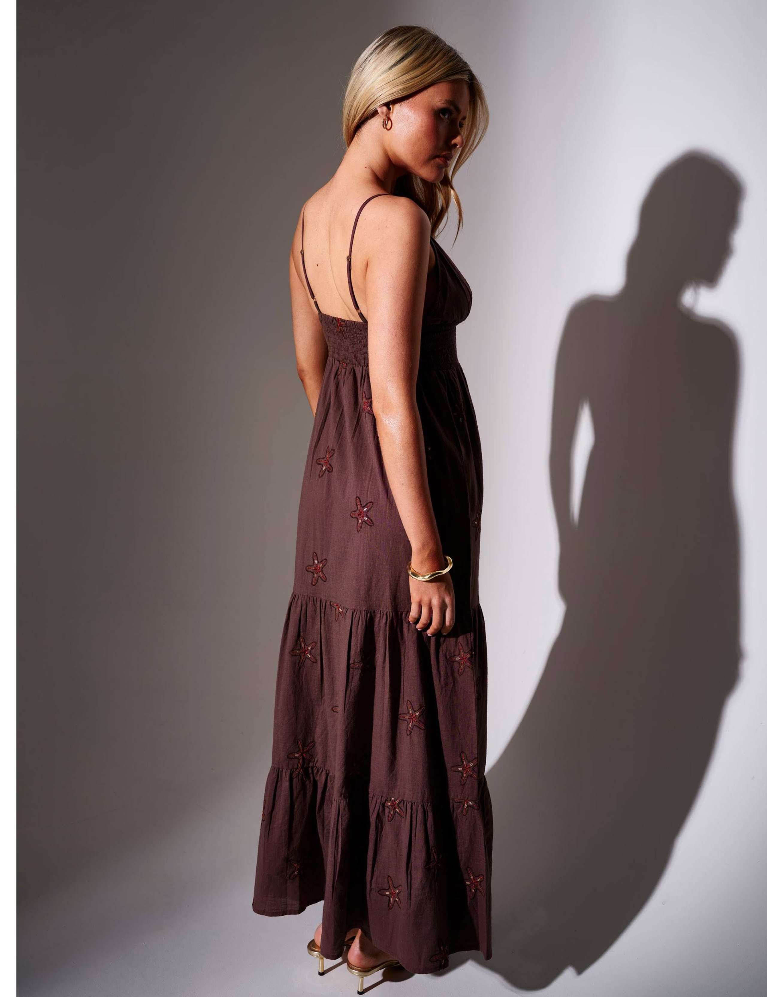 Pure Cotton Embroidered V-Neck Maxi Dress 2 of 4