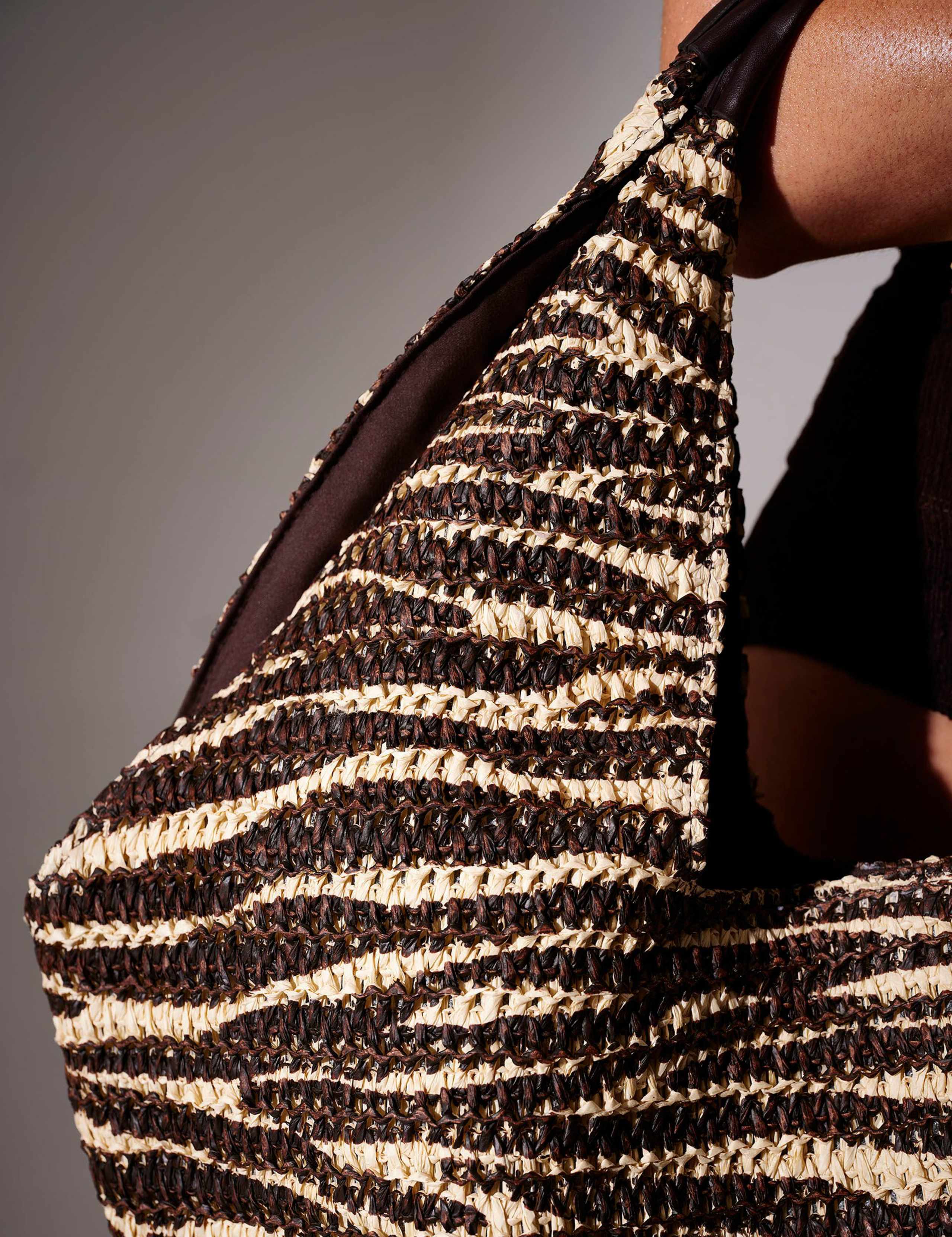 Woven Straw Zebra Print Oversized Tote Bag 3 of 3