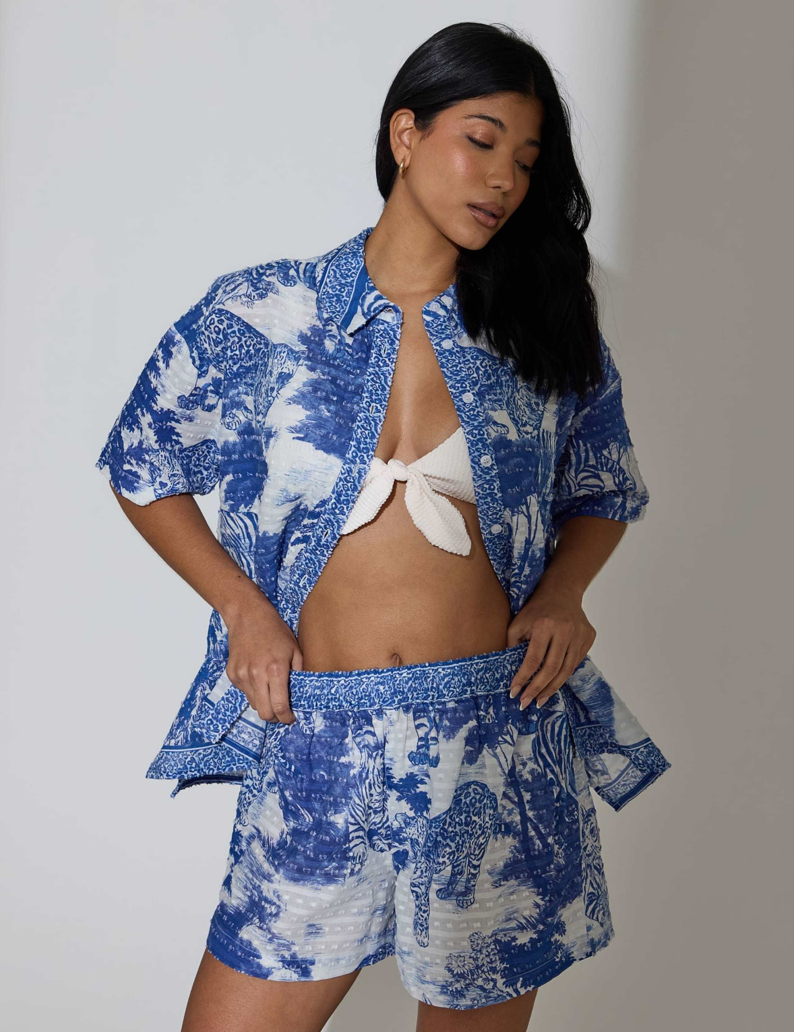 Pure Cotton Leopard Print Beach Cover Up Shirt 2 of 6