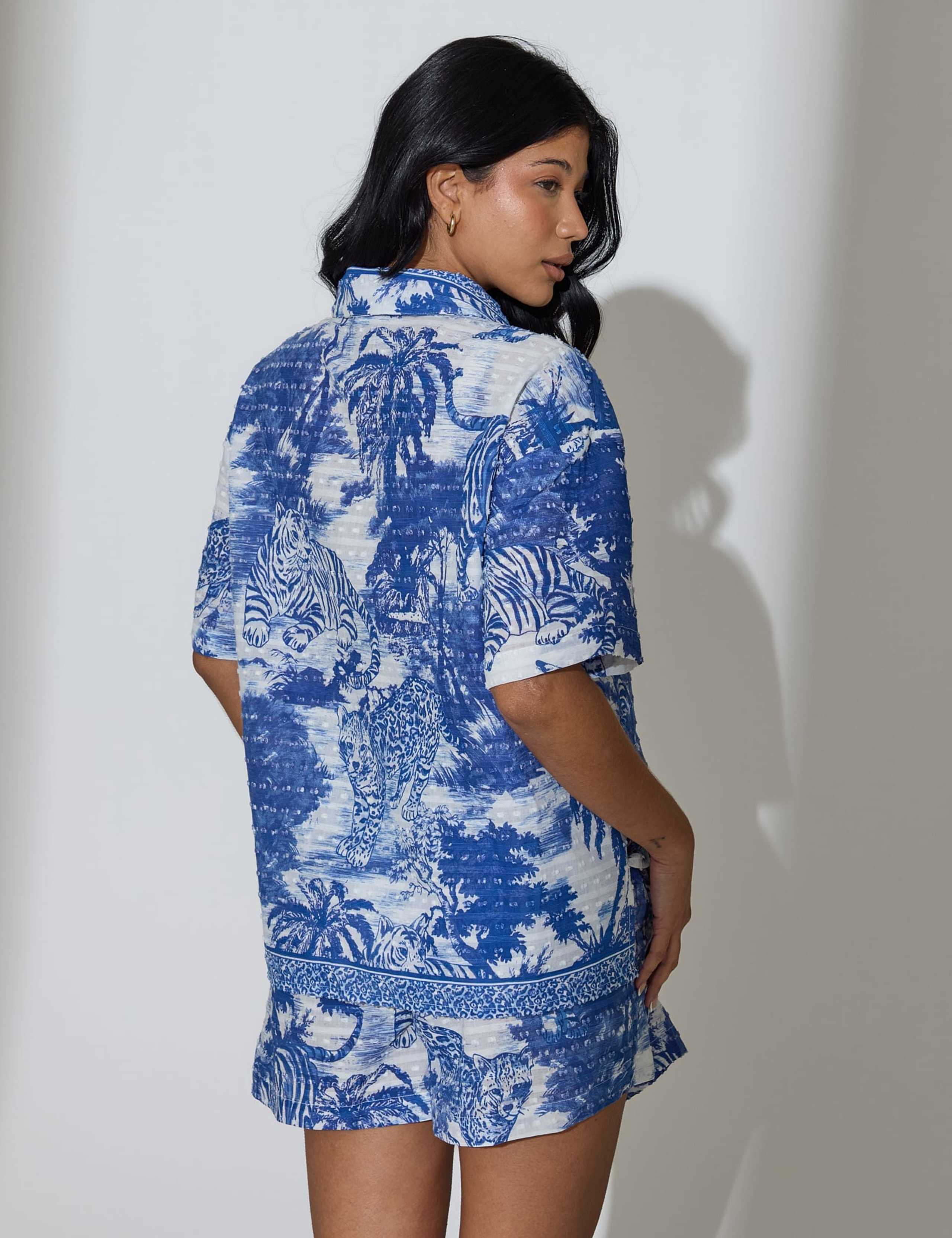 Pure Cotton Leopard Print Beach Cover Up Shirt 3 of 6