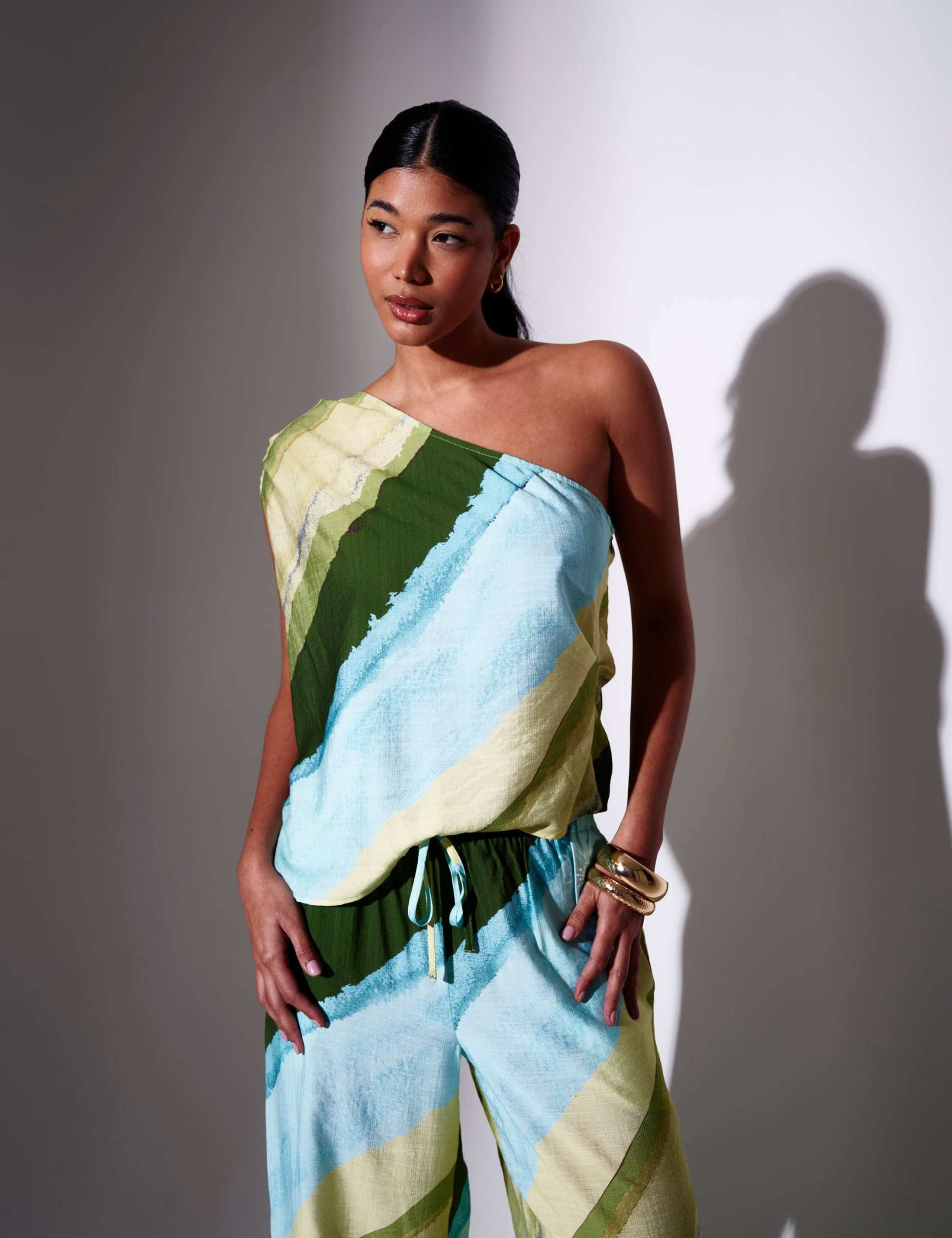 Asymmetric Striped One Shoulder Top 4 of 4