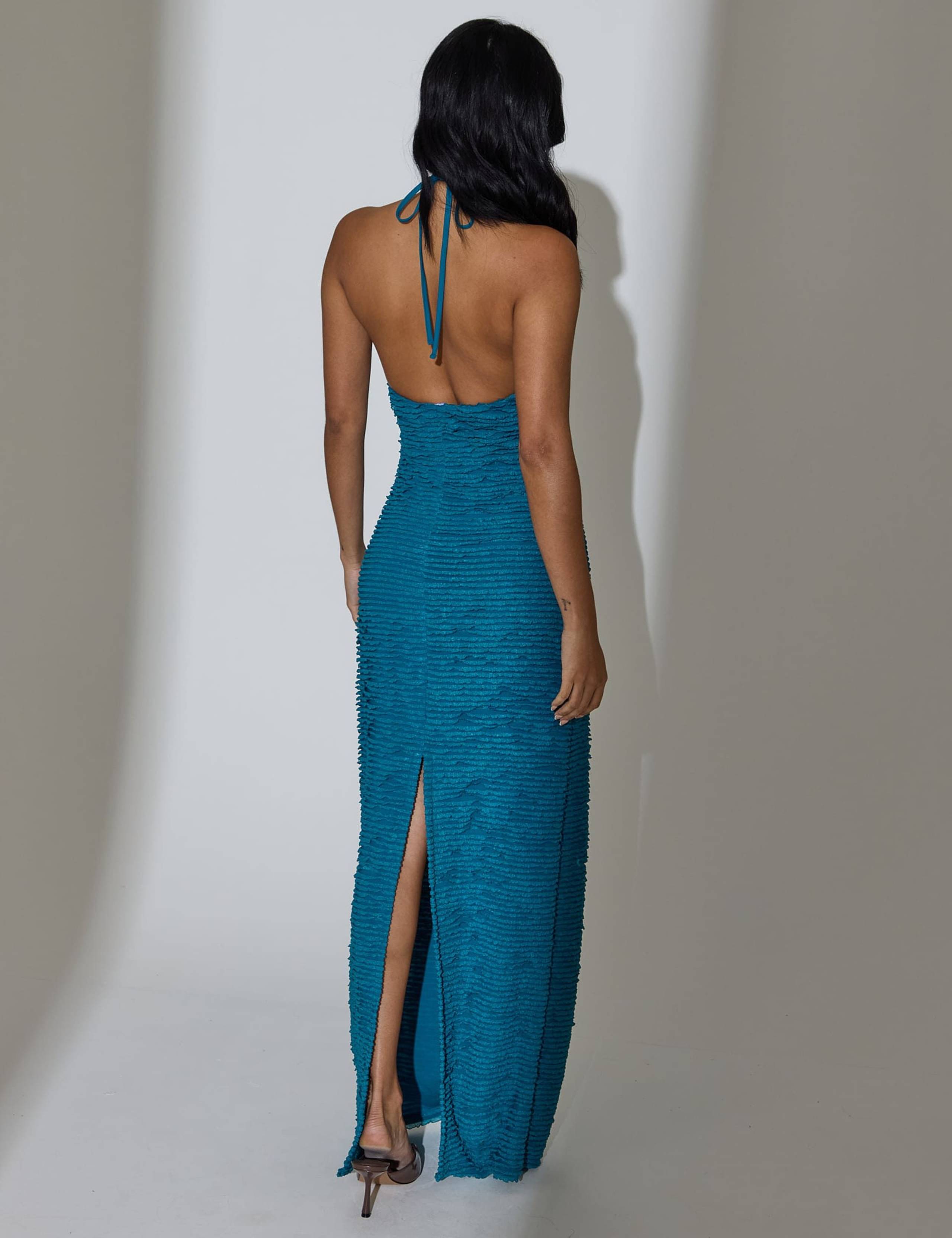 Textured Beaded Halter Neck Maxi Beach Dress 4 of 6