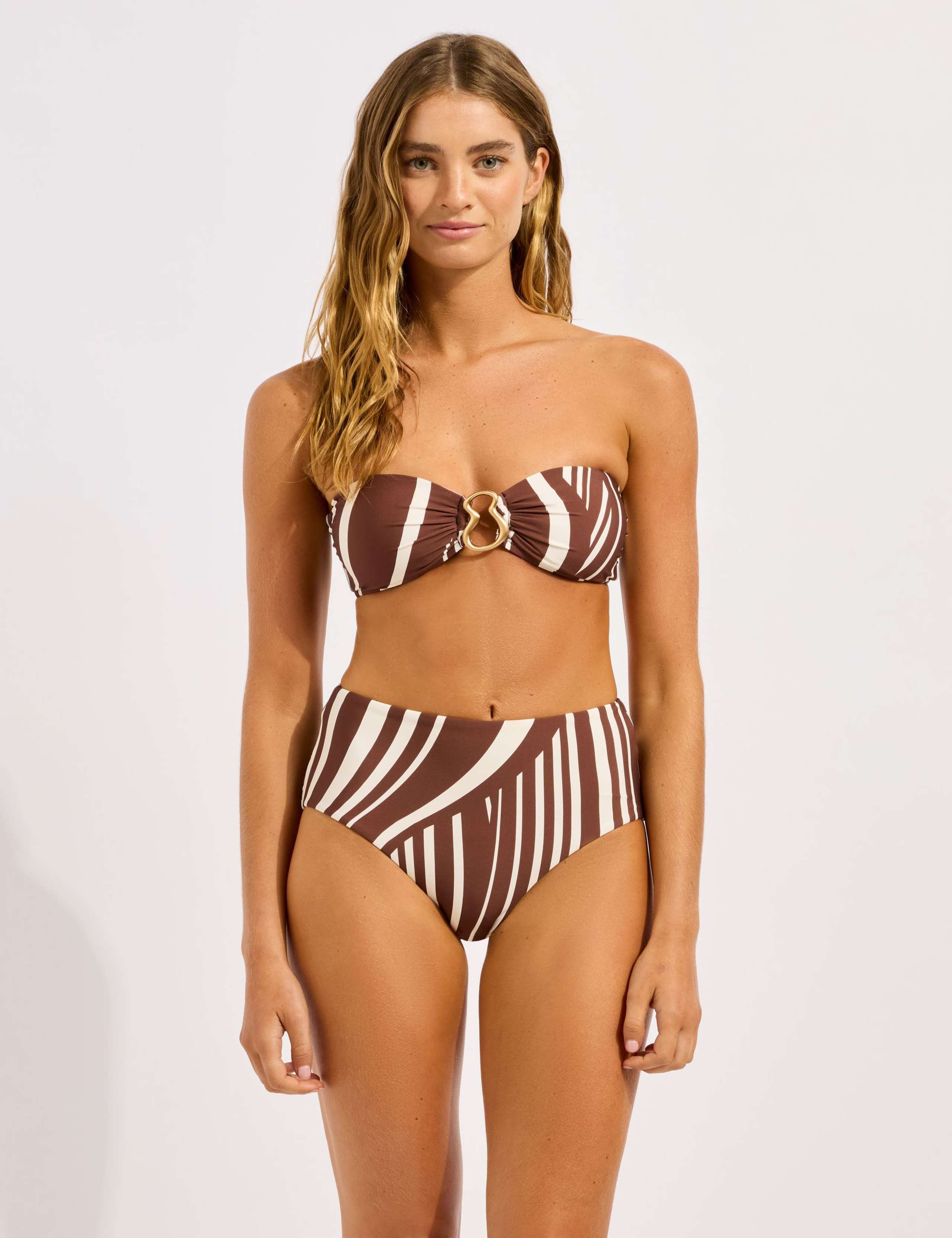 Coastline Striped Padded Bandeau Bikini Top 1 of 4