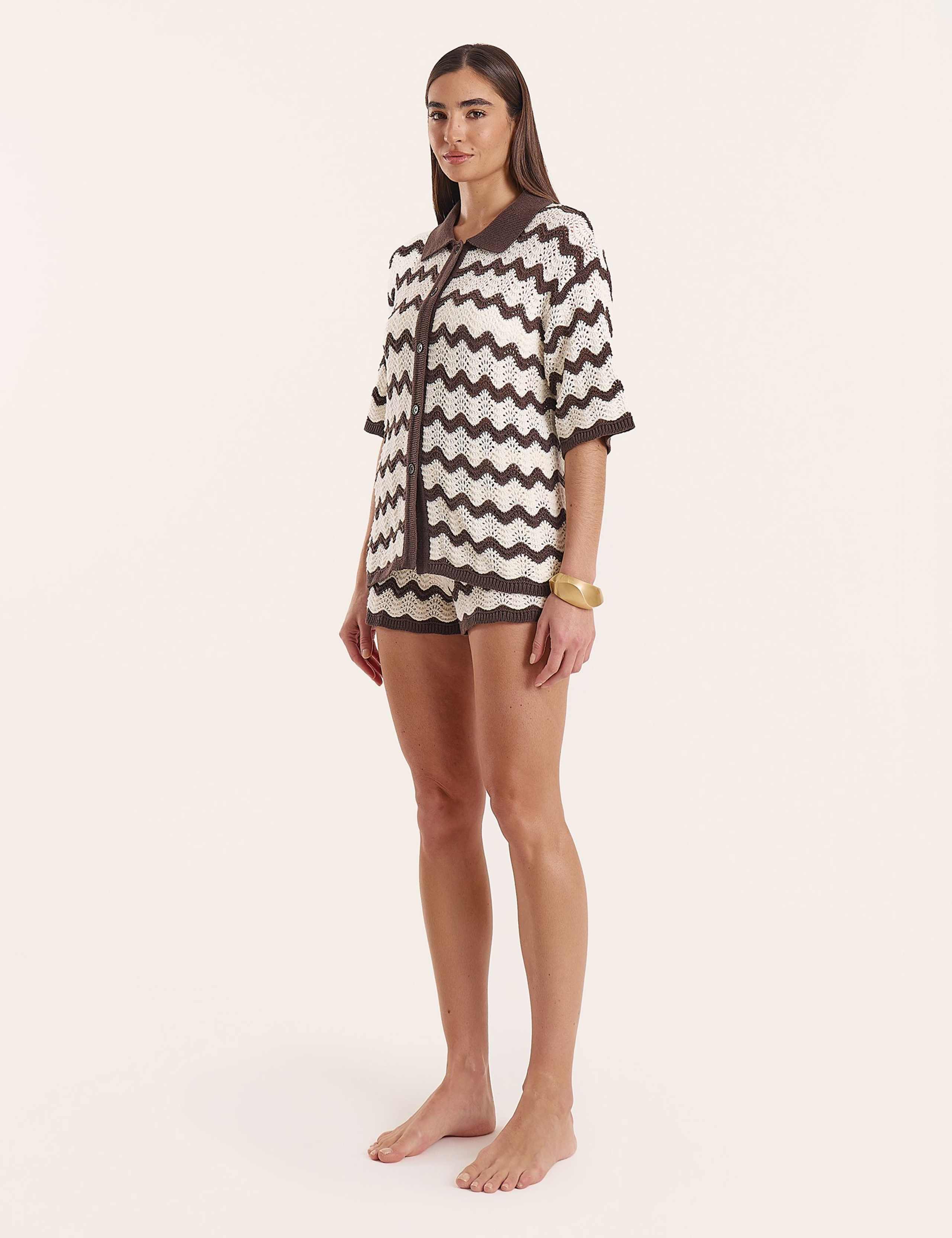 Cotton Rich Striped High Waisted Shorts 3 of 5