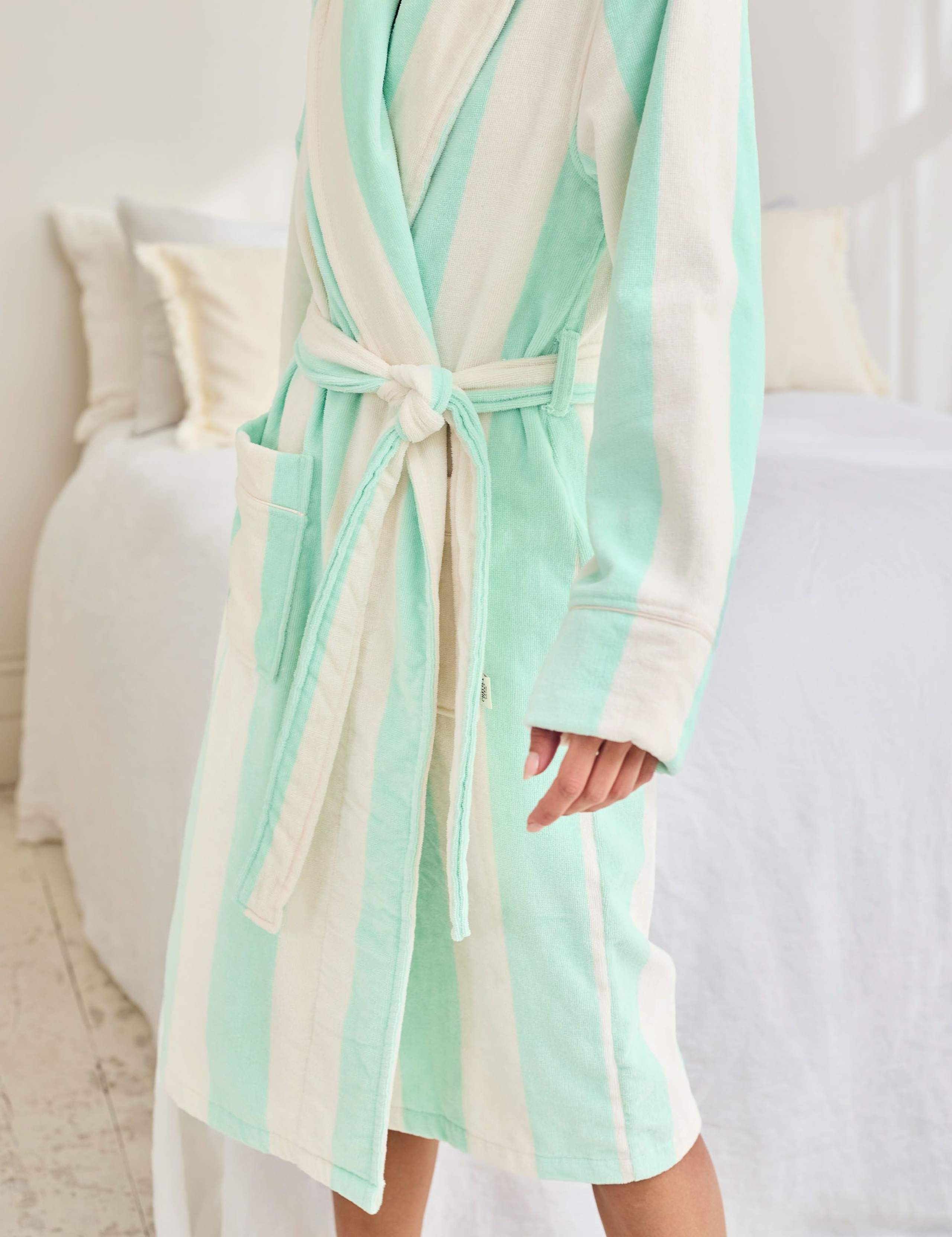 Pure Cotton Towelling Stripe Dressing Gown 4 of 4
