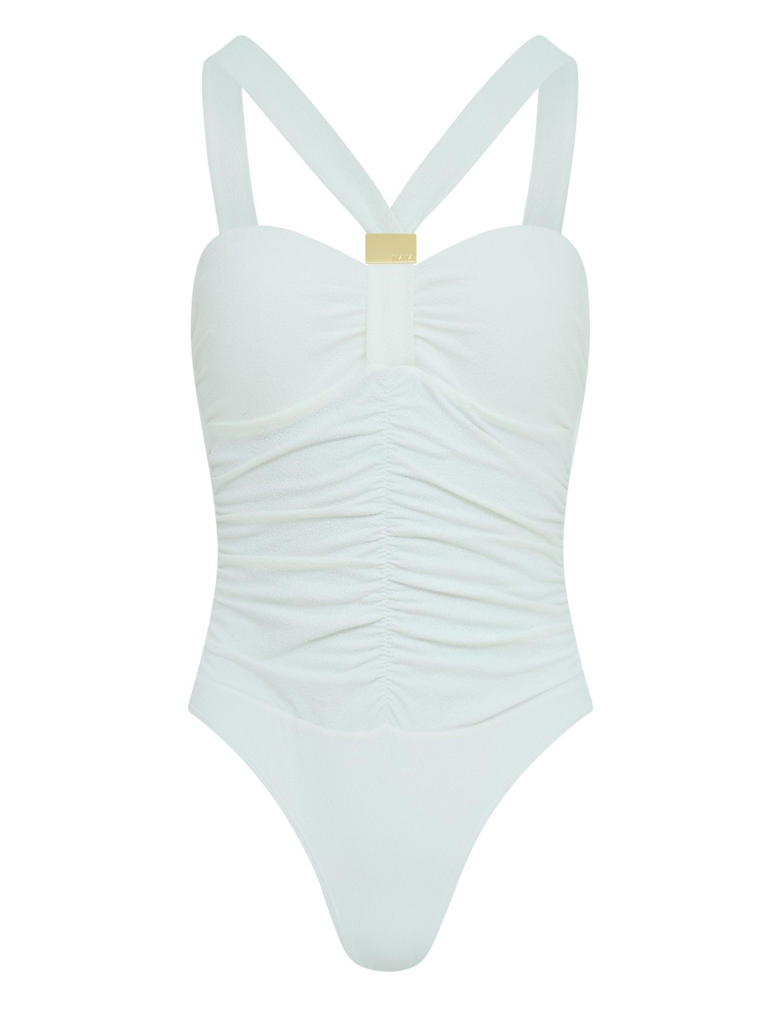 Selene Tummy Control Ruched Padded marble texture Swimsuit 2 of 6