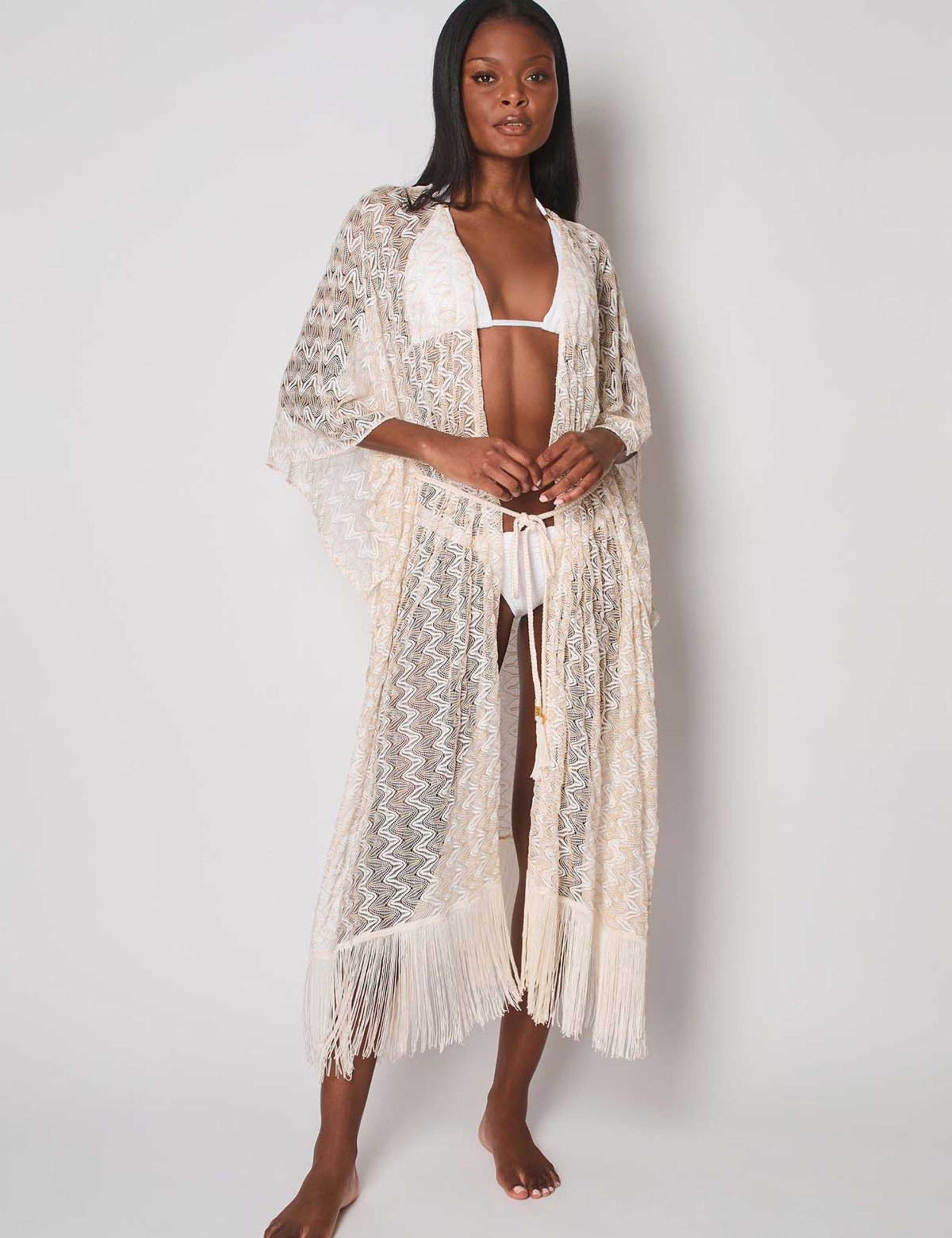 Mykonos Metallic Tie Waist Maxi Kaftan Dress 3 of 3