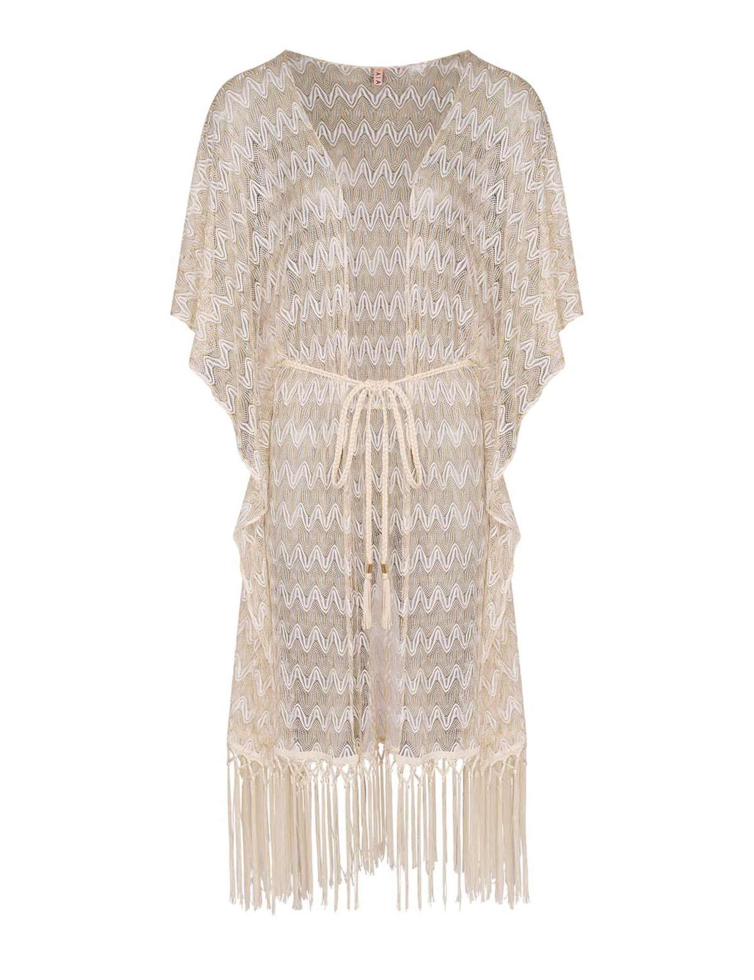 Metallic Tie Waist Maxi Kaftan Dress 2 of 3