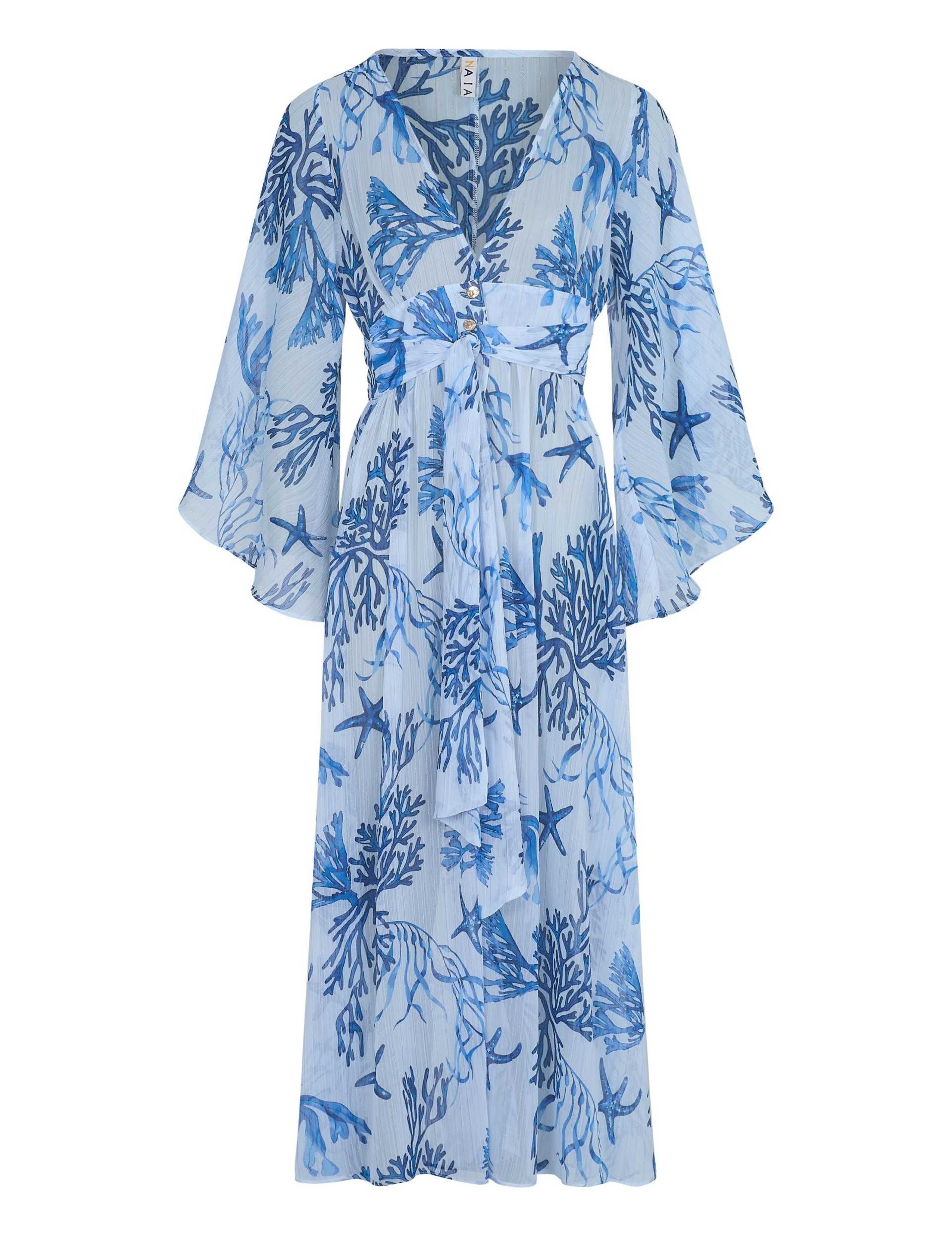 Printed V-Neck Midaxi Kaftan Beach Dress 2 of 6