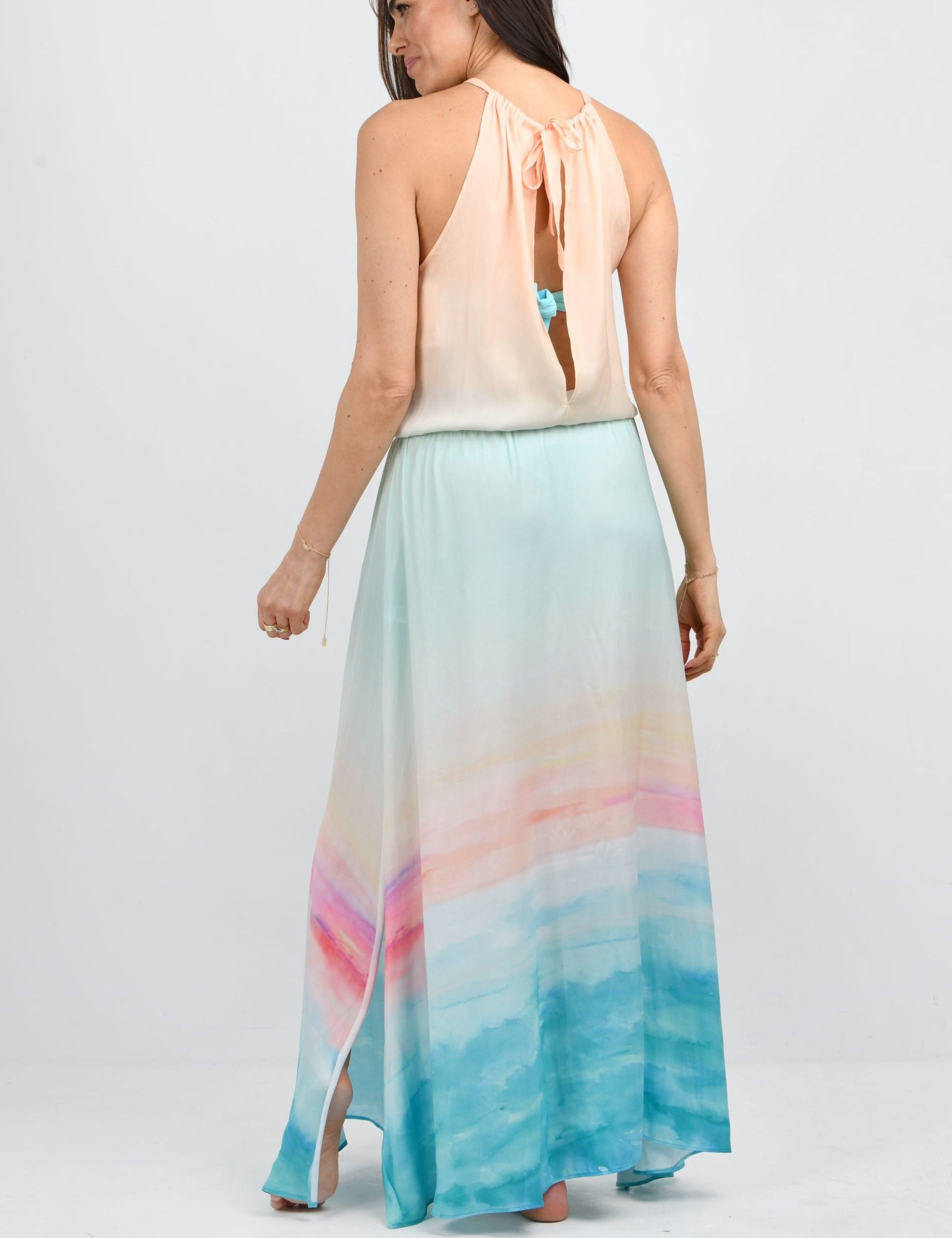 Printed Halter Neck Maxi Beach Dress 3 of 5