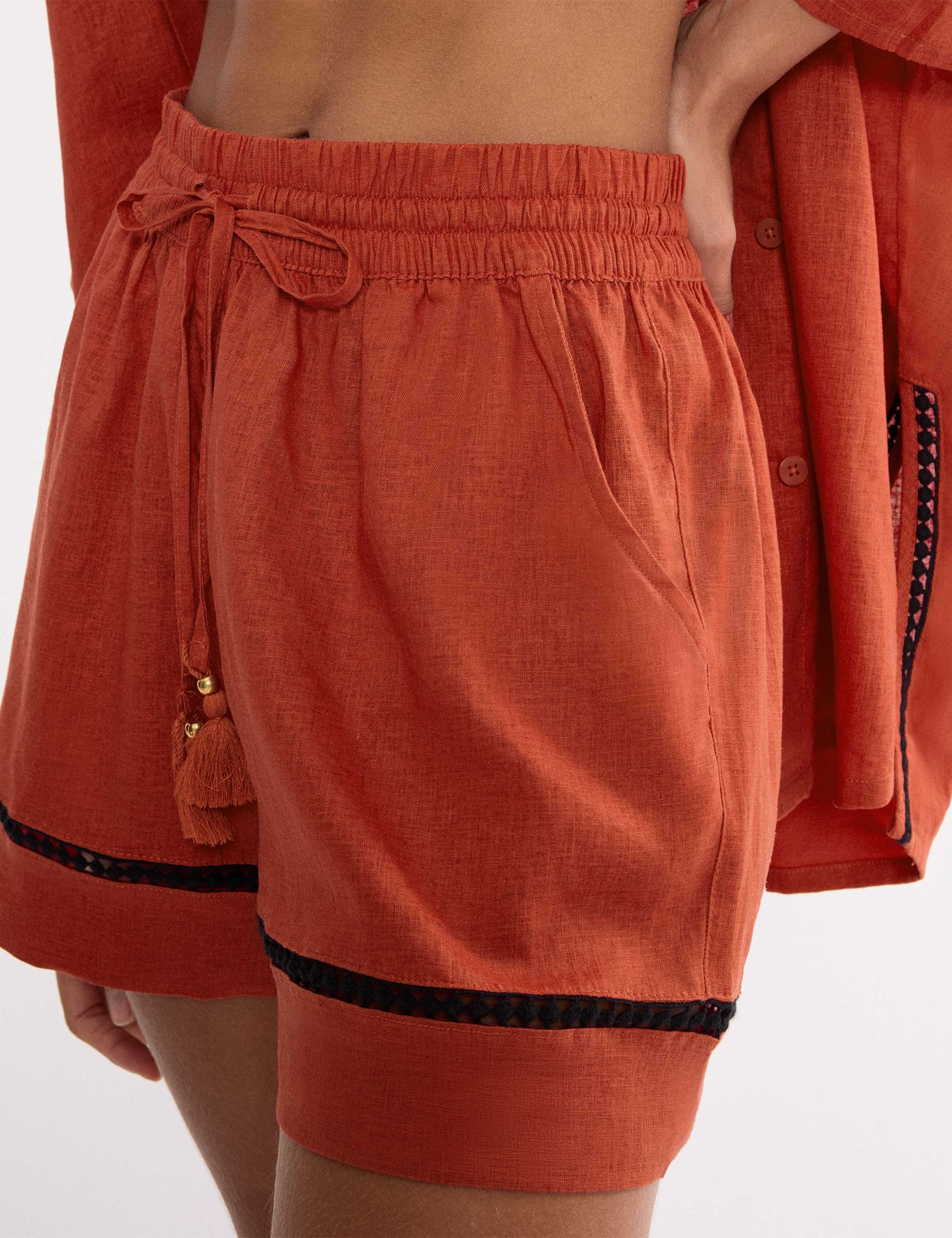 Linen Rich High Waisted Shorts 3 of 4