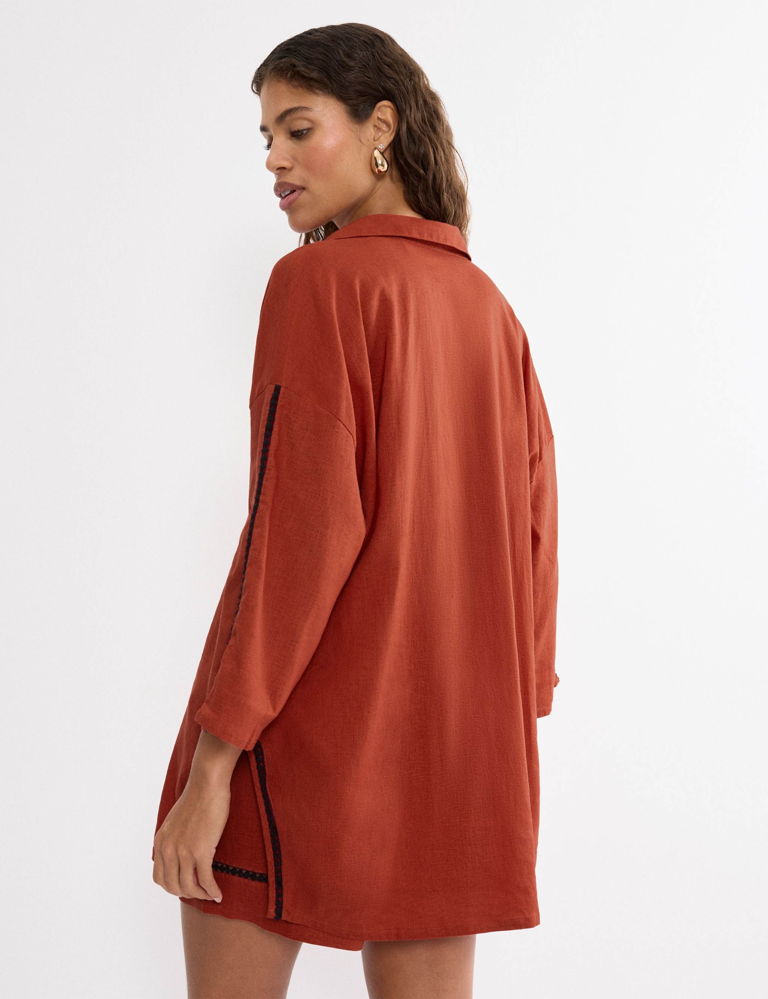 Summer Wear Linen Rich Beach Cover Up Shirt 3 of 4