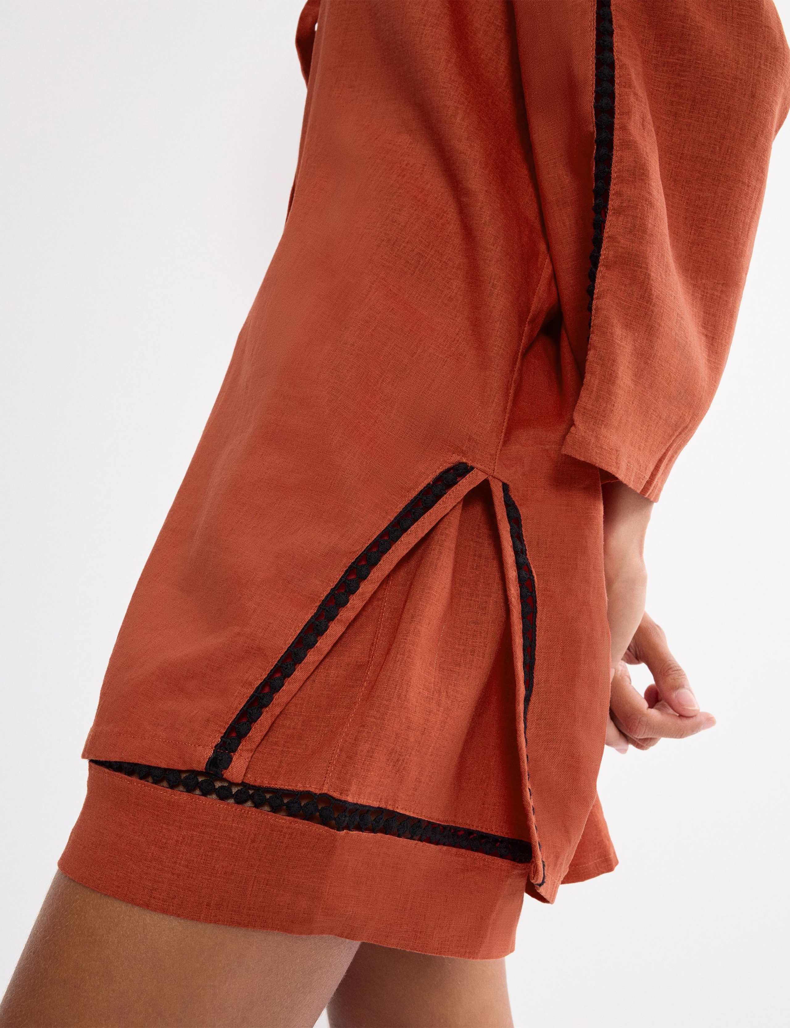 Summer Wear Linen Rich Beach Cover Up Shirt 4 of 4