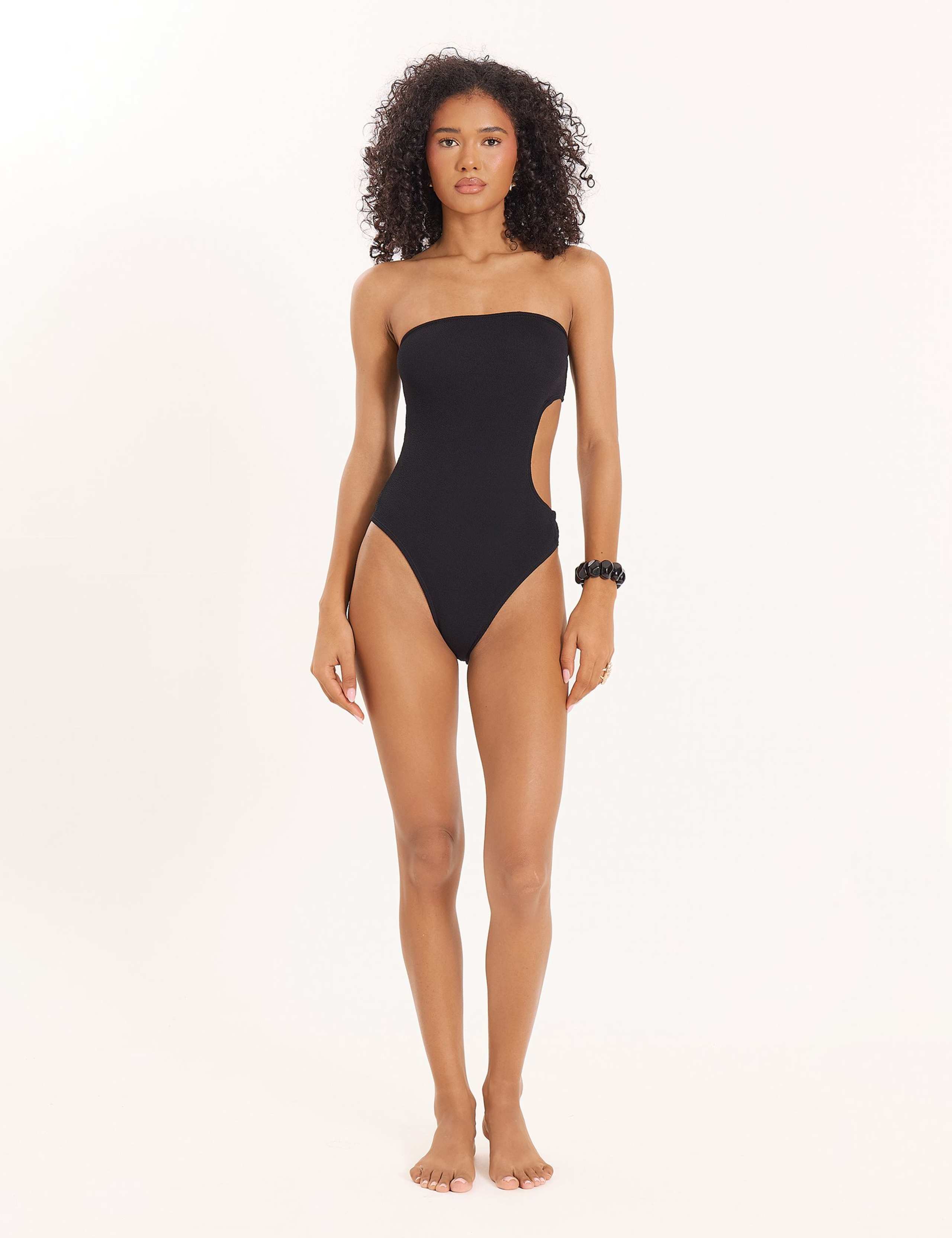 Shara Textured Cut Out Bandeau Swimsuit 1 of 5