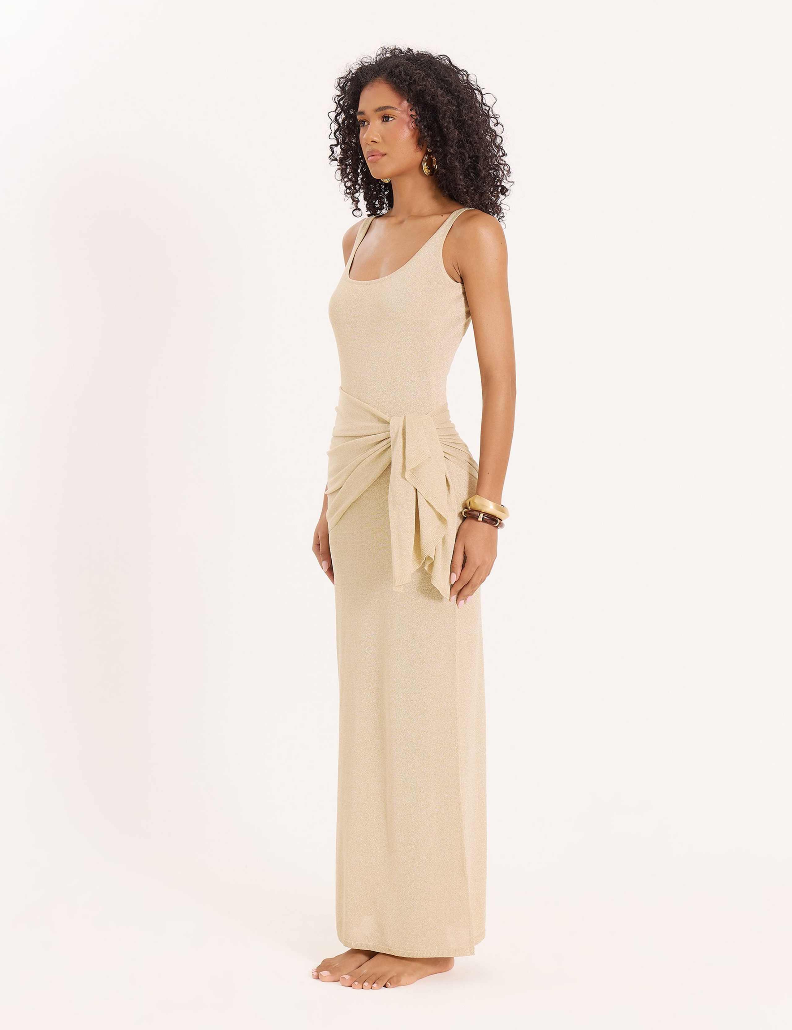 Scoop Neck Wrap Waist Maxi Slip Dress 2 of 5