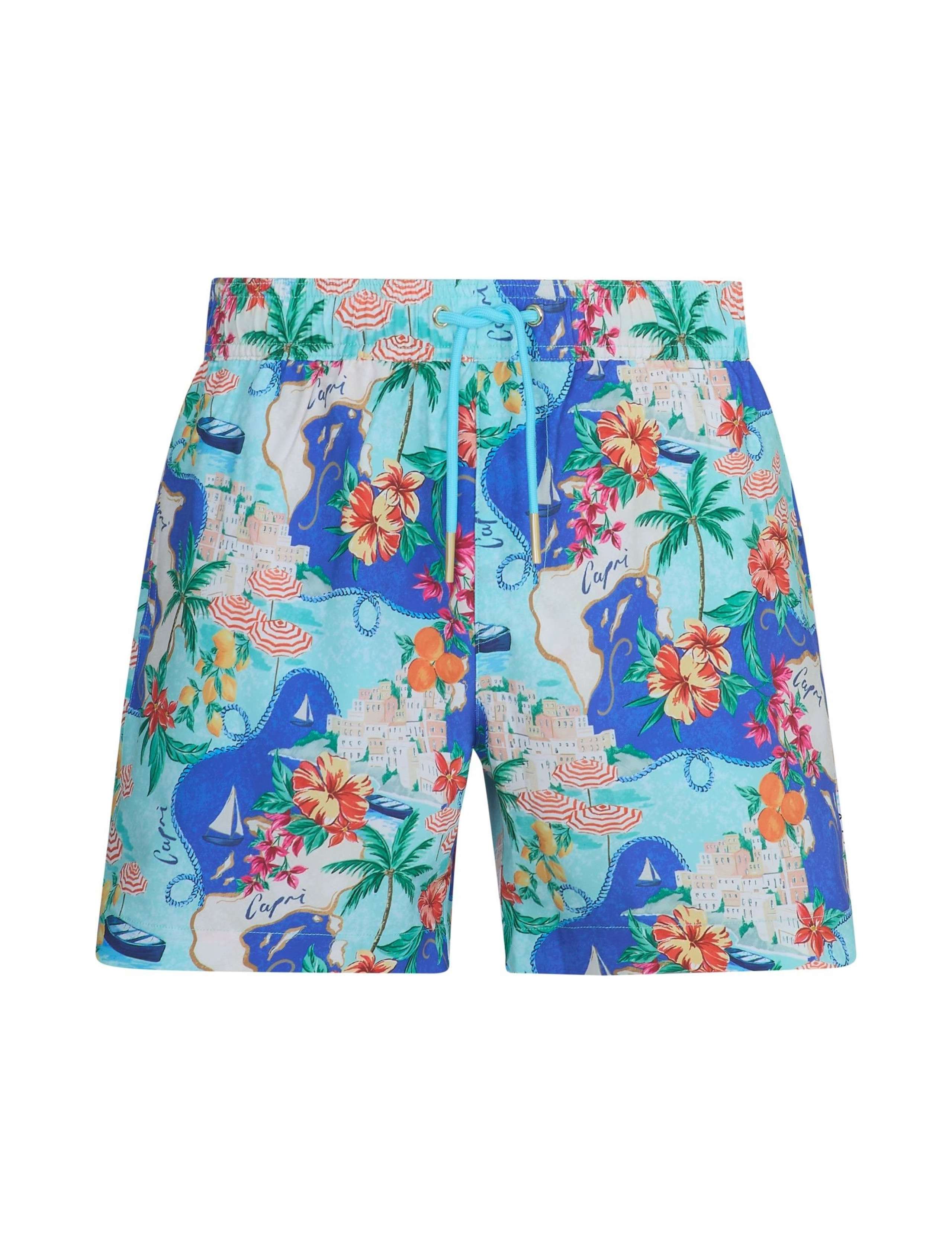 Pocketed Postcard Print Swim Shorts 2 of 4