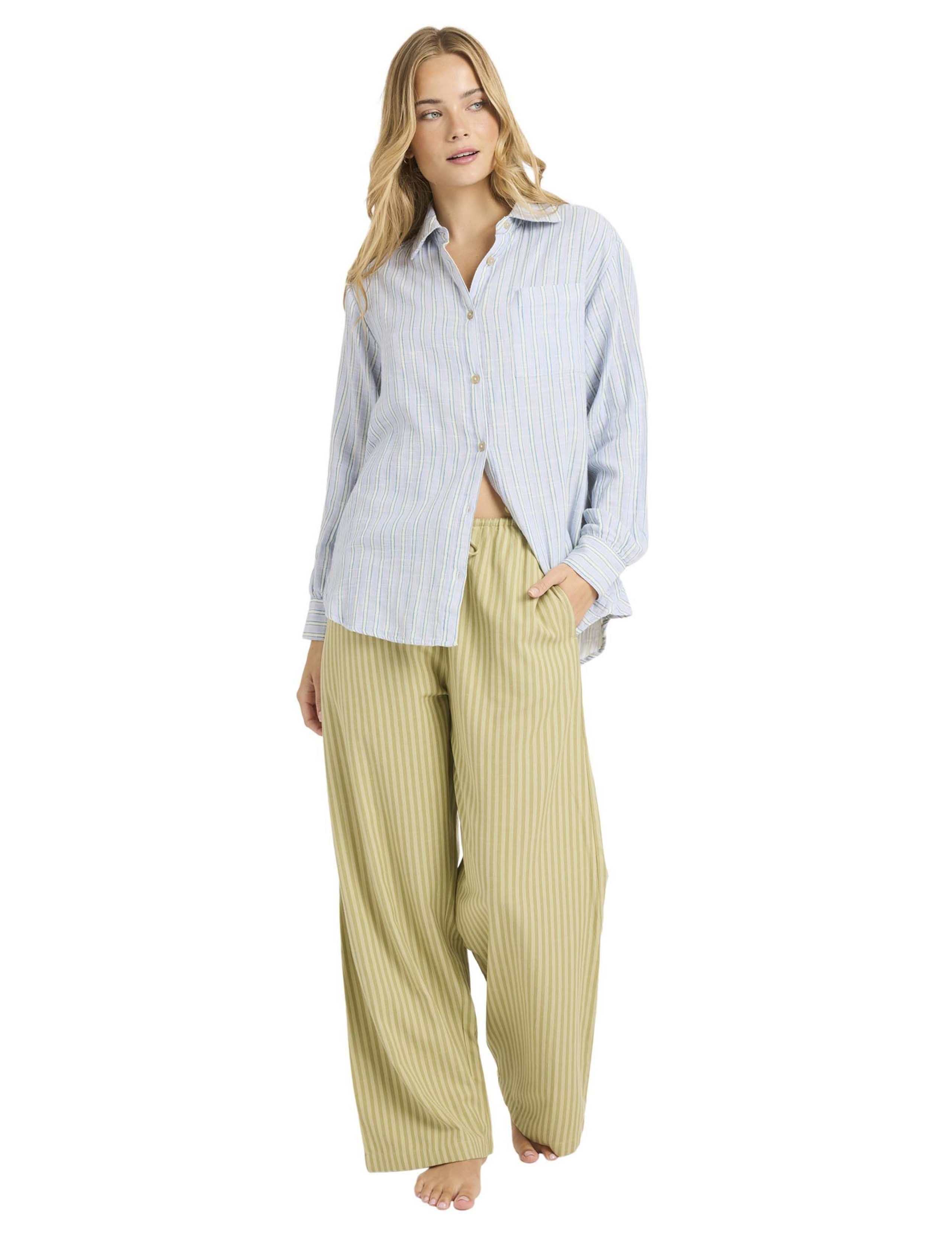 Another Wave Cotton Rich Striped Beach Trousers 3 of 4