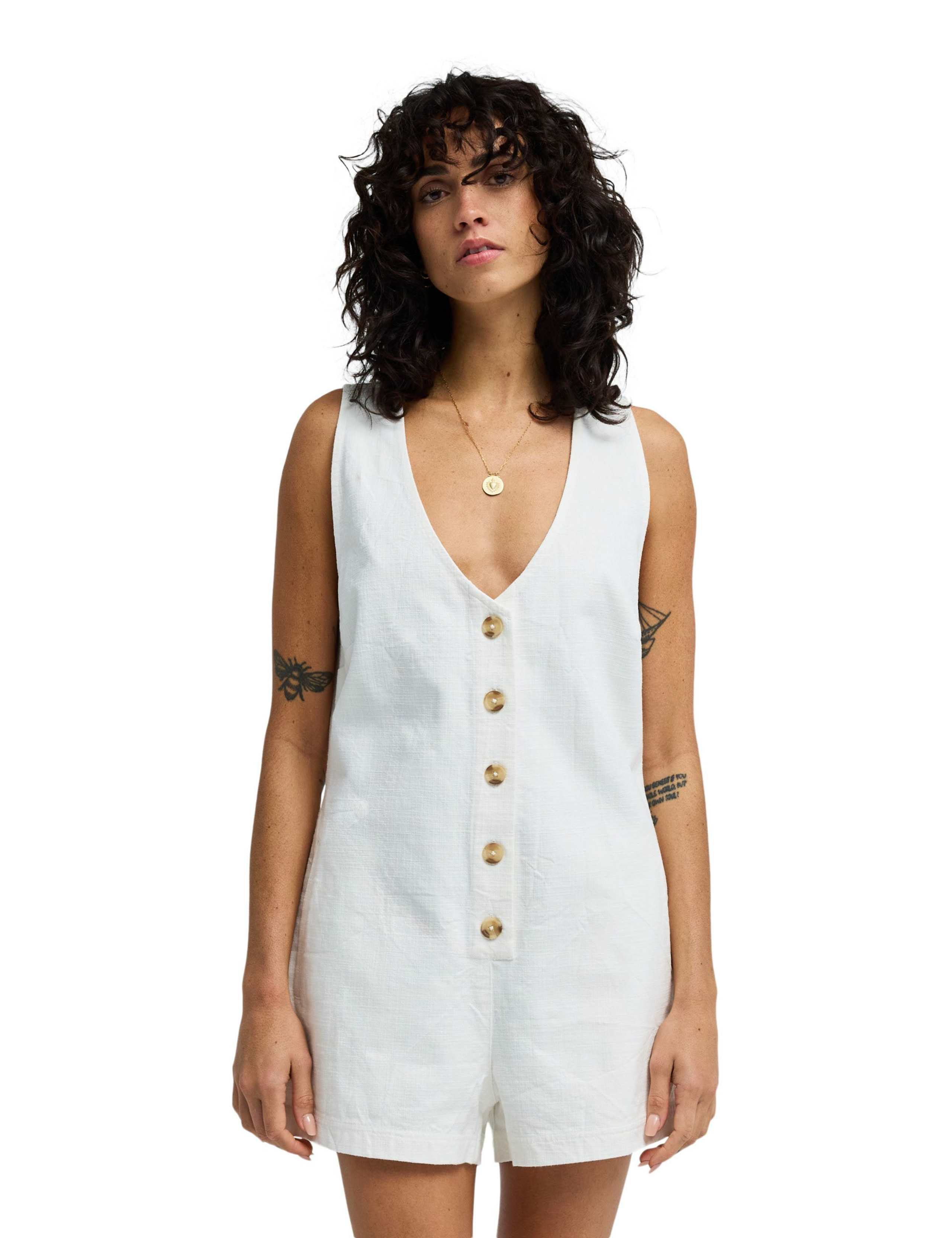Waves Call Pure Cotton Button Front Playsuit 1 of 6