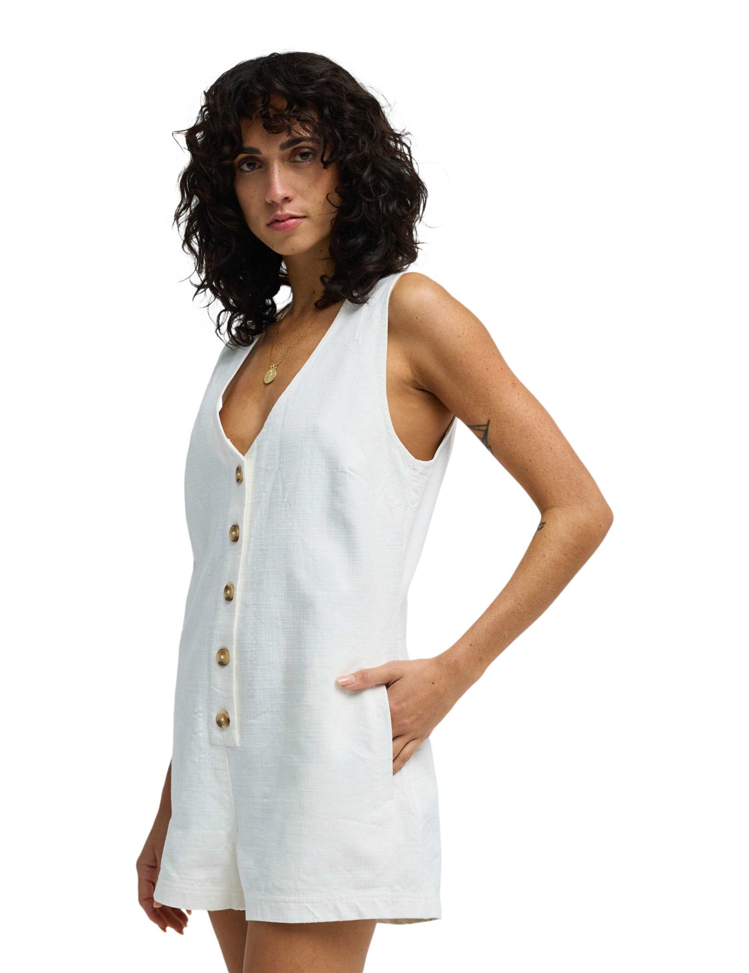 Waves Call Pure Cotton Button Front Playsuit 3 of 6