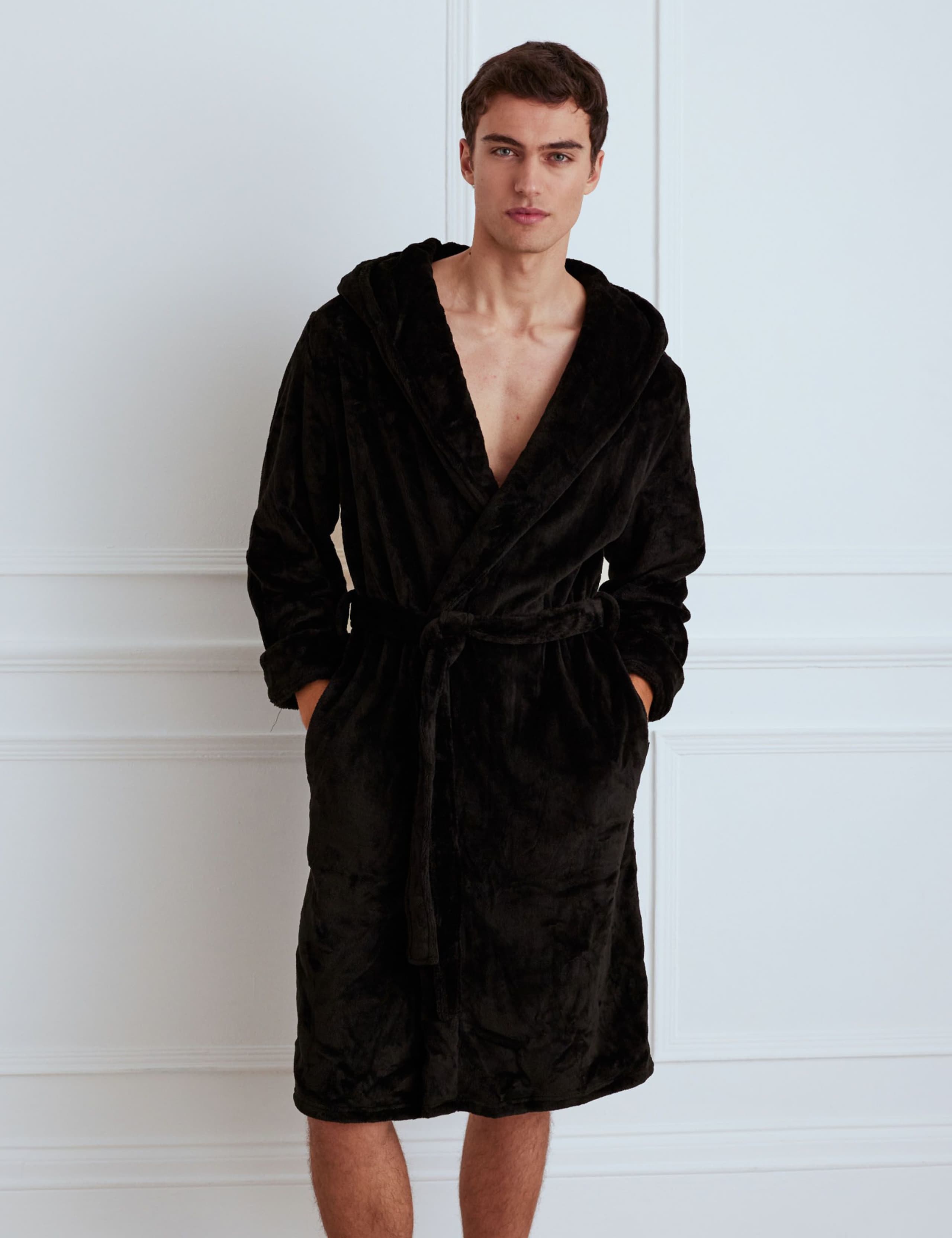 Fleece Hooded Dressing Gown 1 of 4