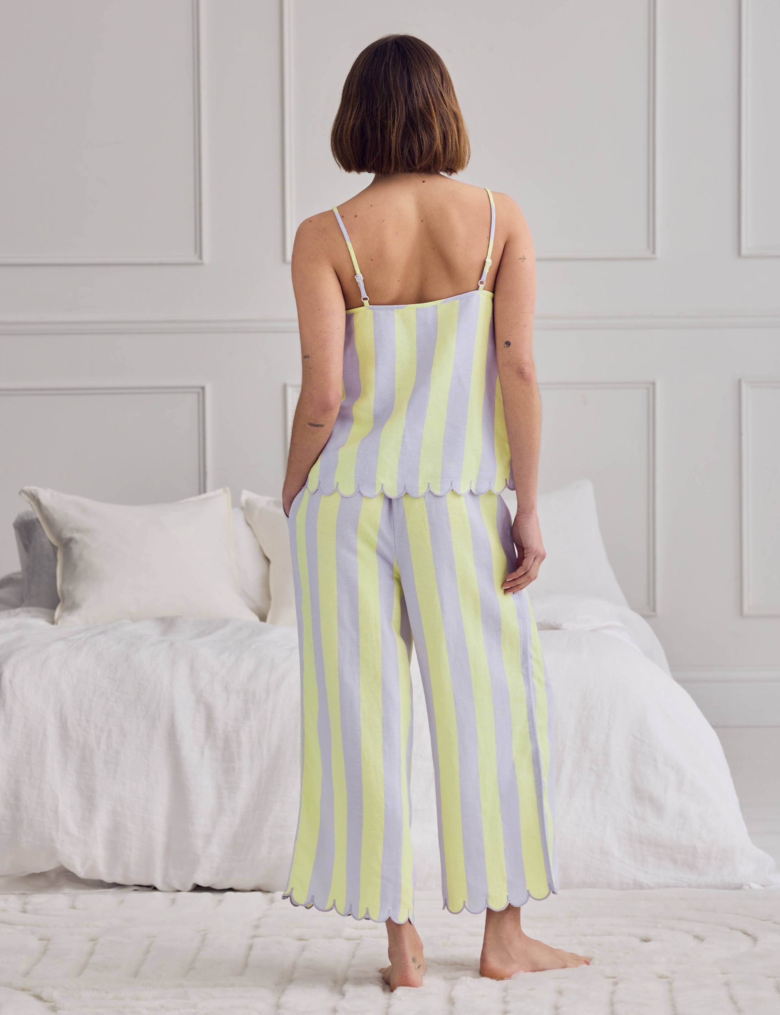Linen Rich Striped Cropped Pyjama Set 6 of 6
