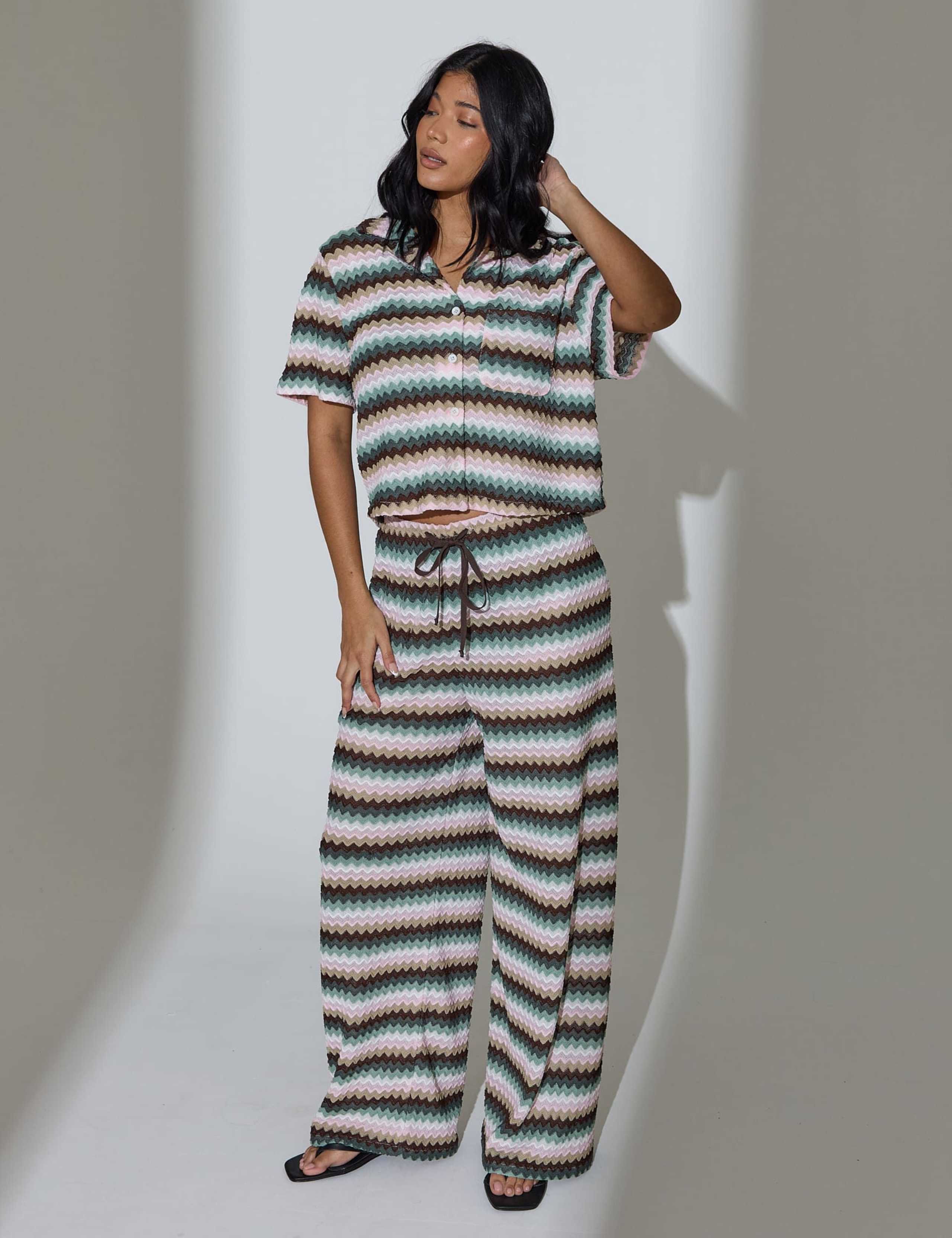 Striped Relaxed Knitted Beach Shirt 2 of 5