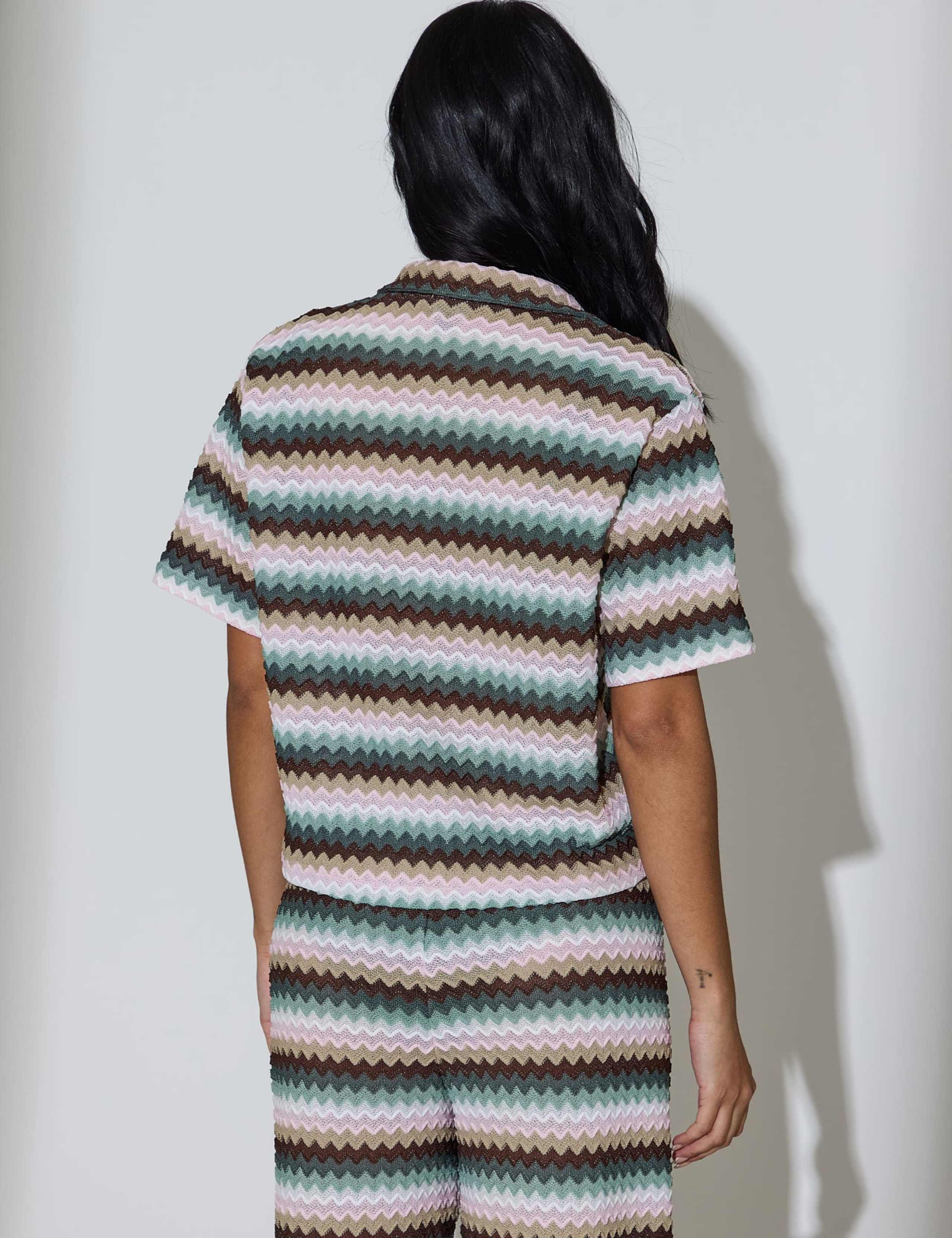 Striped Relaxed Knitted Beach Shirt 5 of 5