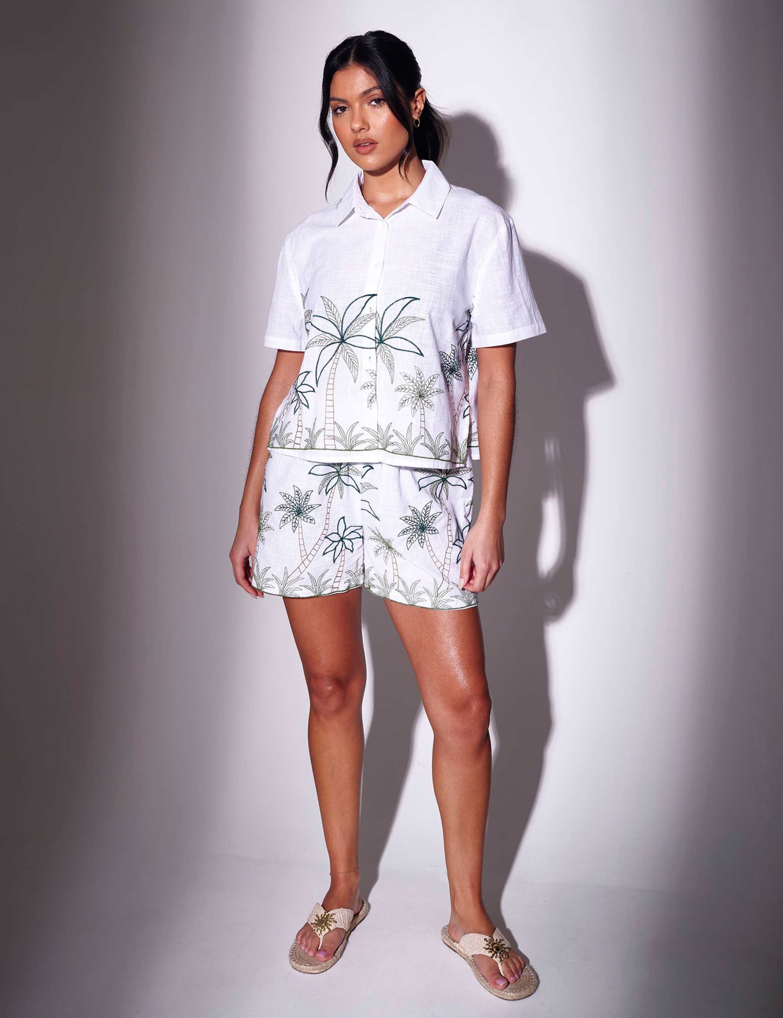 Pure Cotton Embroidered Collared Beach Shirt 3 of 5