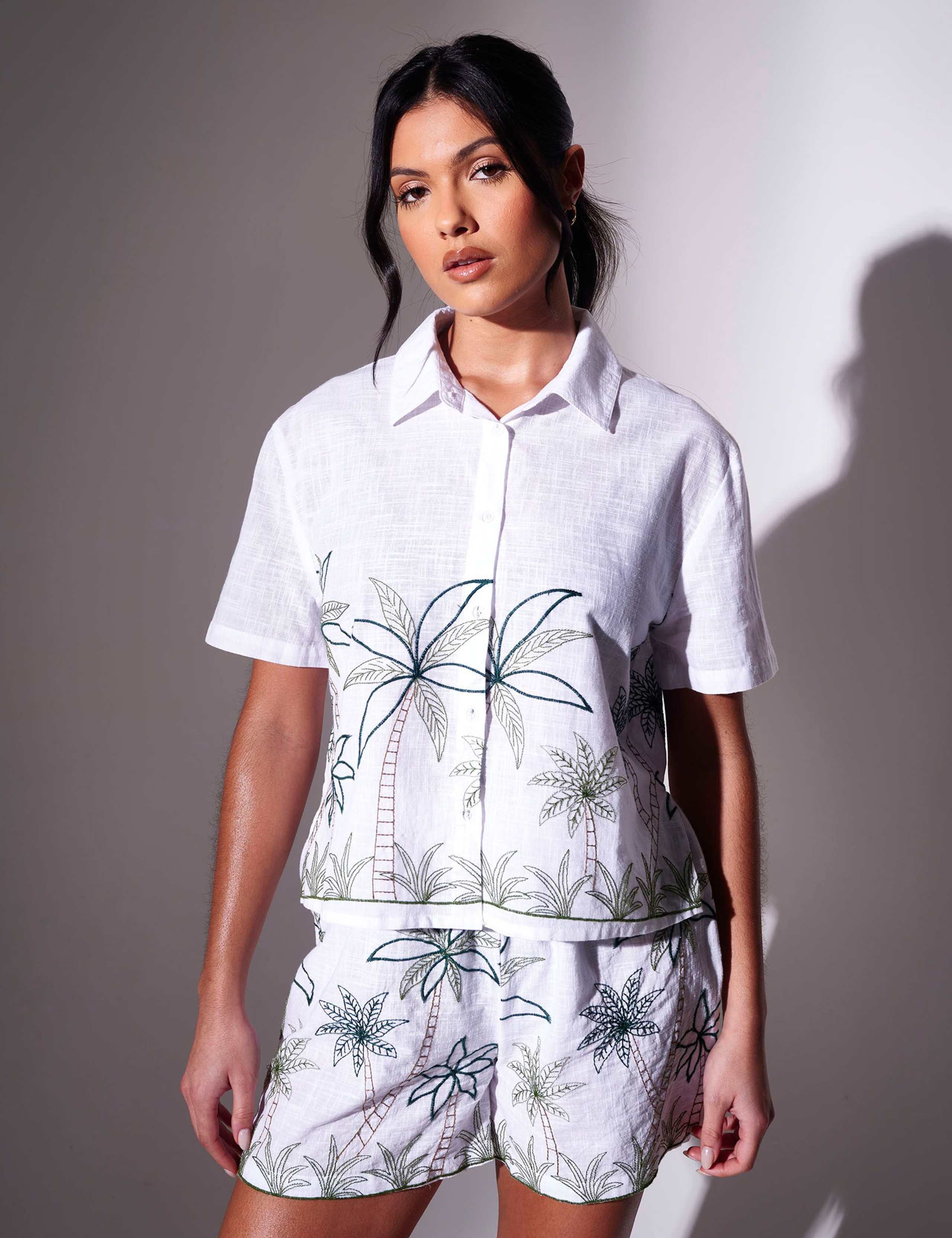 Pure Cotton Embroidered Collared Beach Shirt 4 of 5