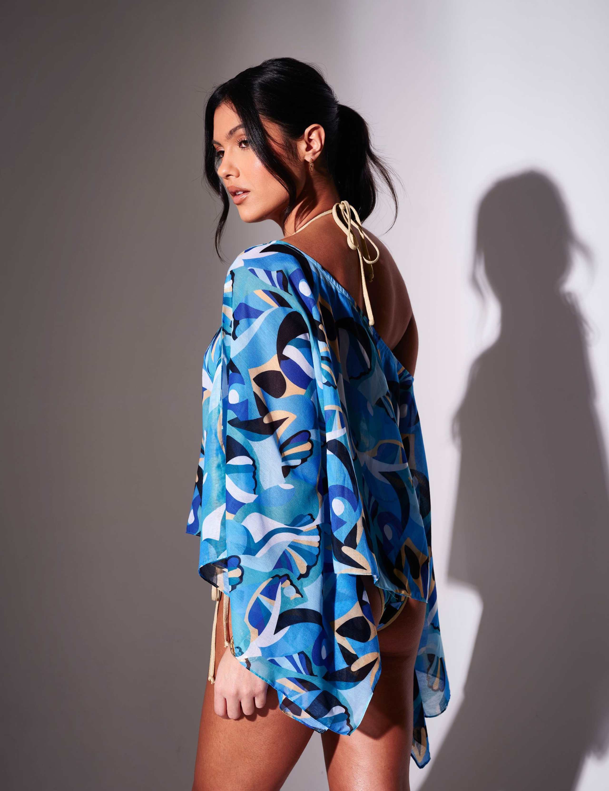 Printed Beach Cover Up Poncho 5 of 5