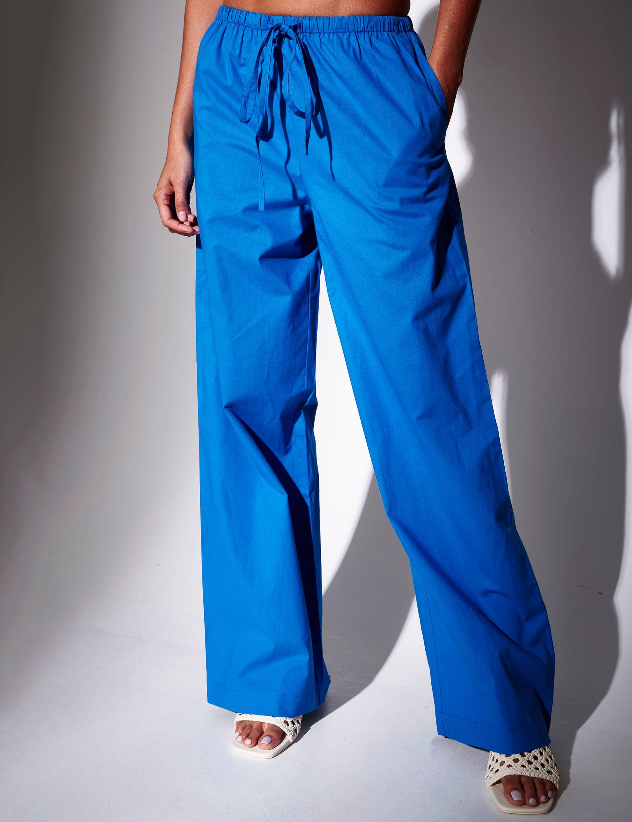 Pure Cotton Drawstring Wide Leg Trousers 2 of 5