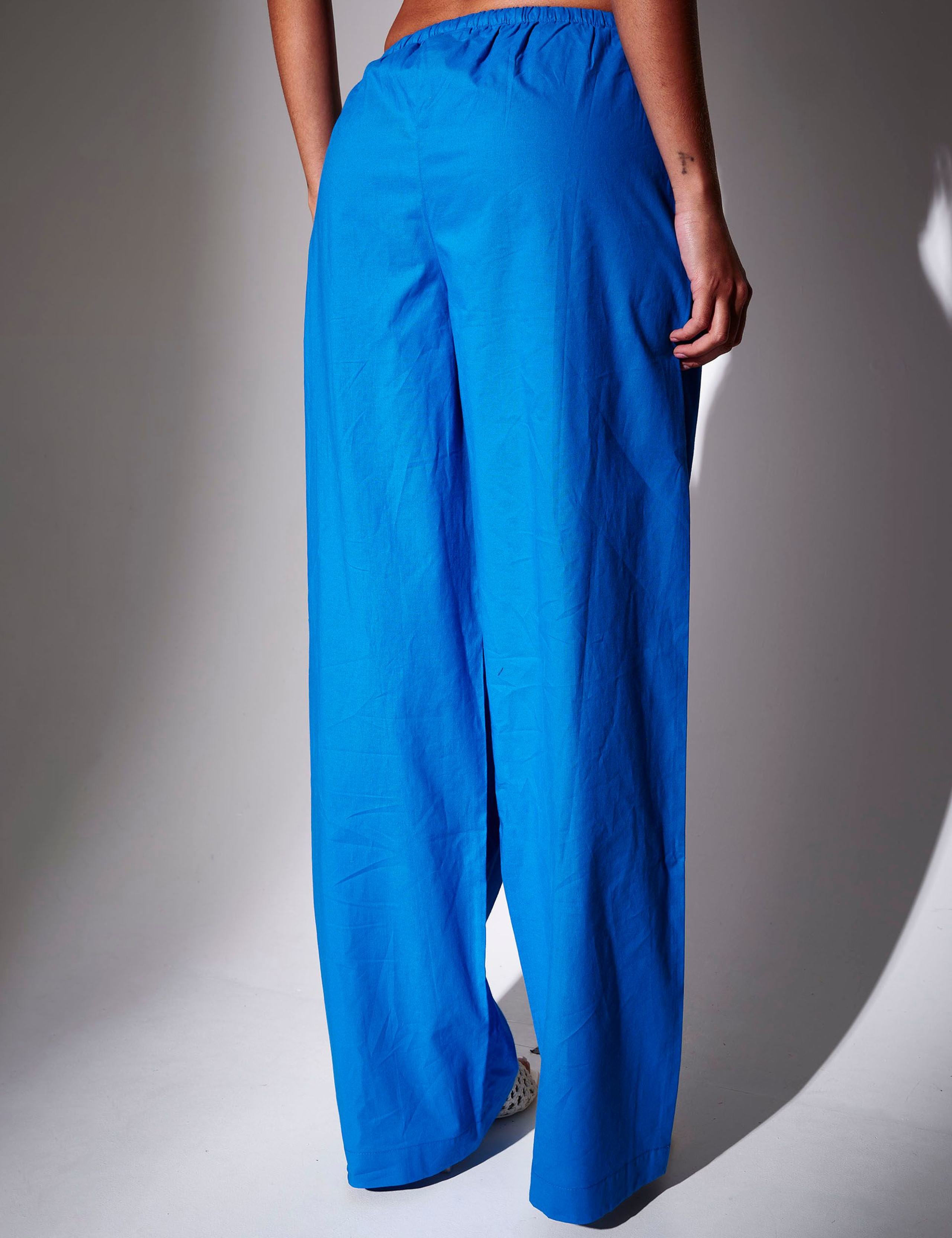 Pure Cotton Drawstring Wide Leg Trousers 4 of 5