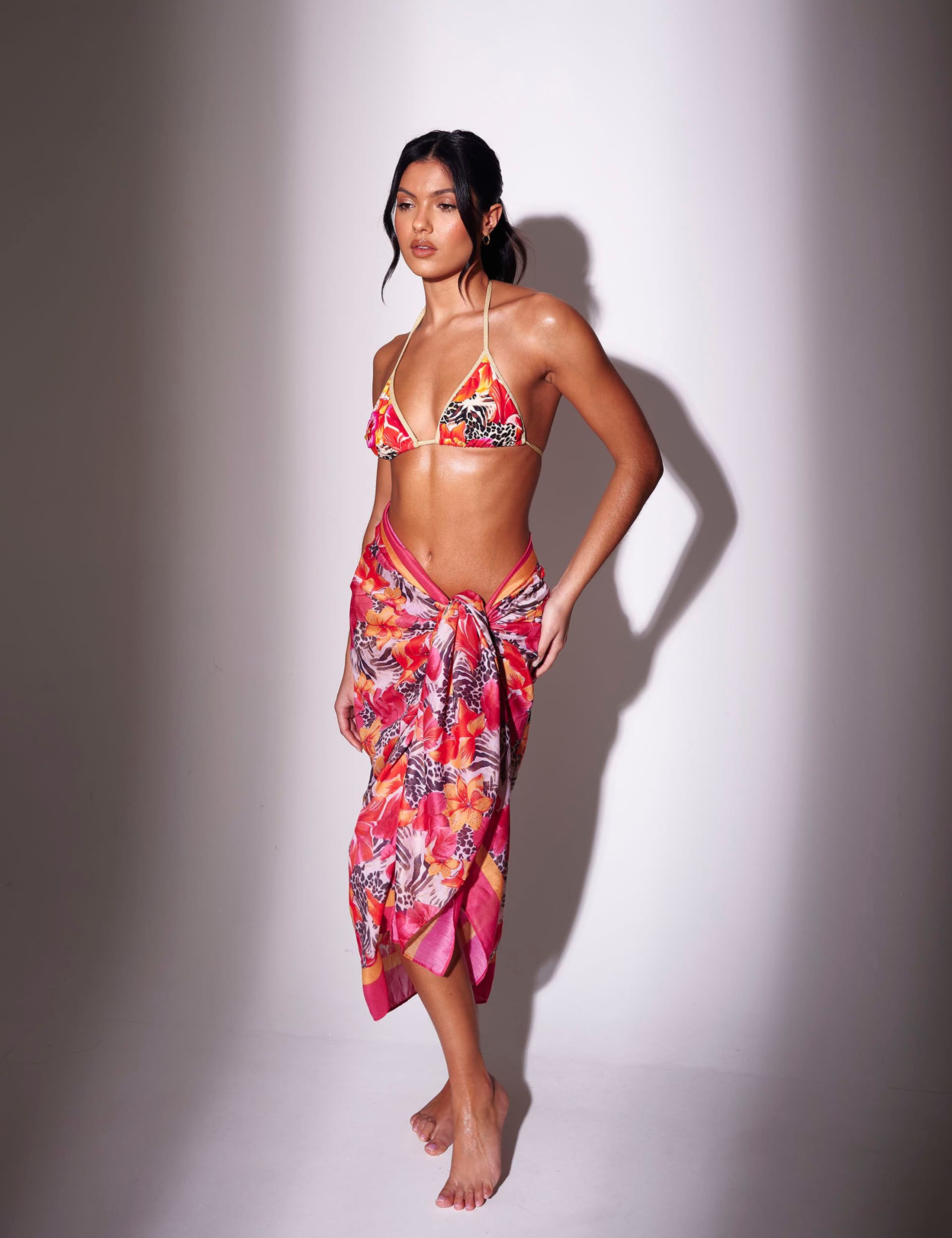 Leopard Print Floral Midaxi Sarong 3 of 8