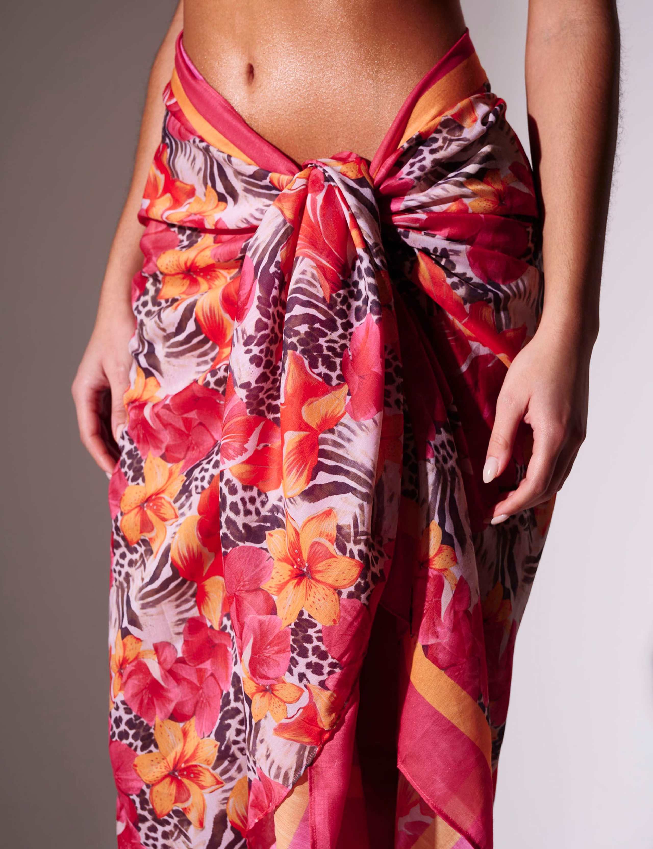 Leopard Print Floral Midaxi Sarong 6 of 8