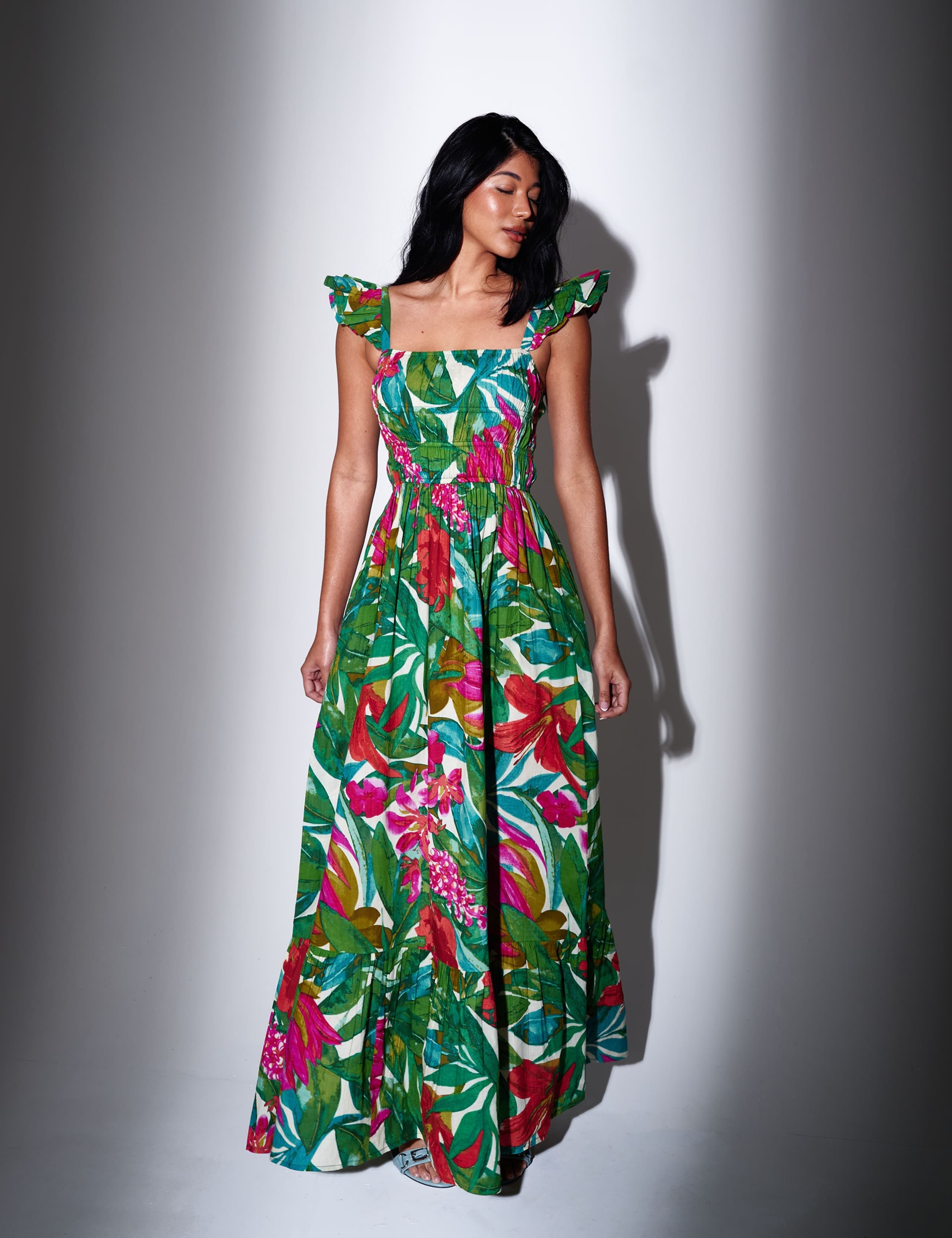 Pure Cotton Floral Square Neck Maxi Dress 1 of 4