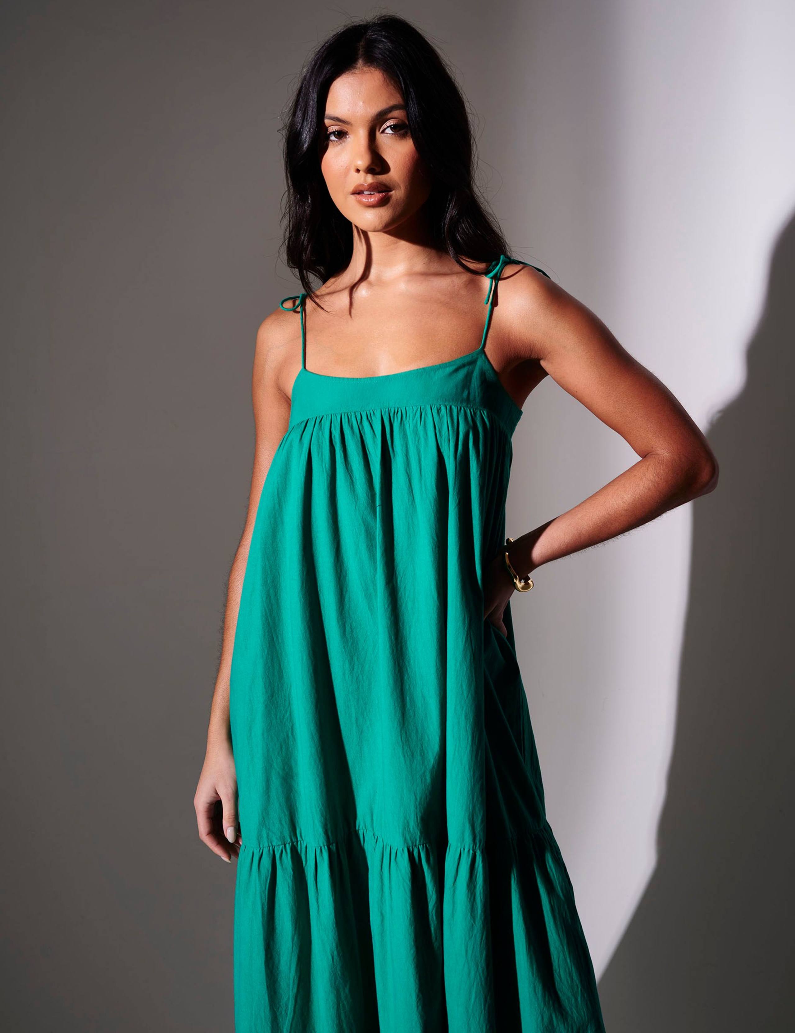 Pure Cotton Square Neck Maxi Tiered Dress 3 of 4