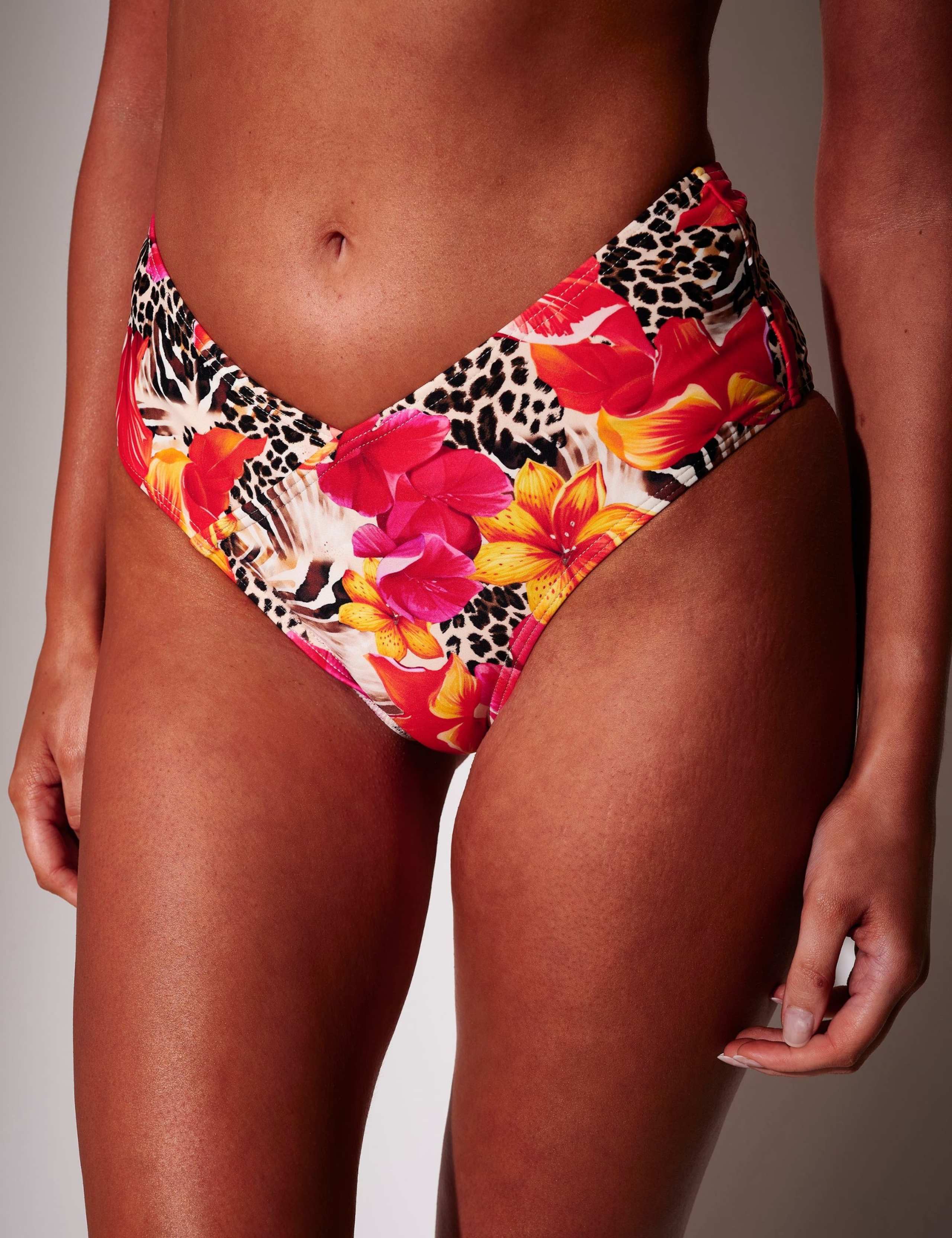 Animal Print Floral High Leg Bikini Bottoms 1 of 4